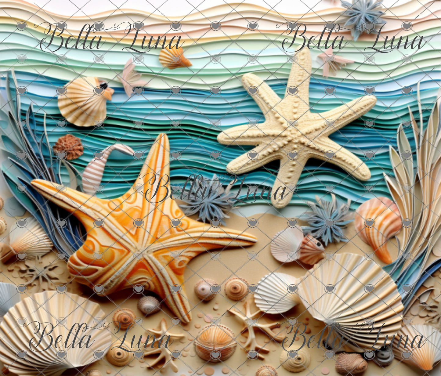 3D Beach Scene Tumbler Wrap