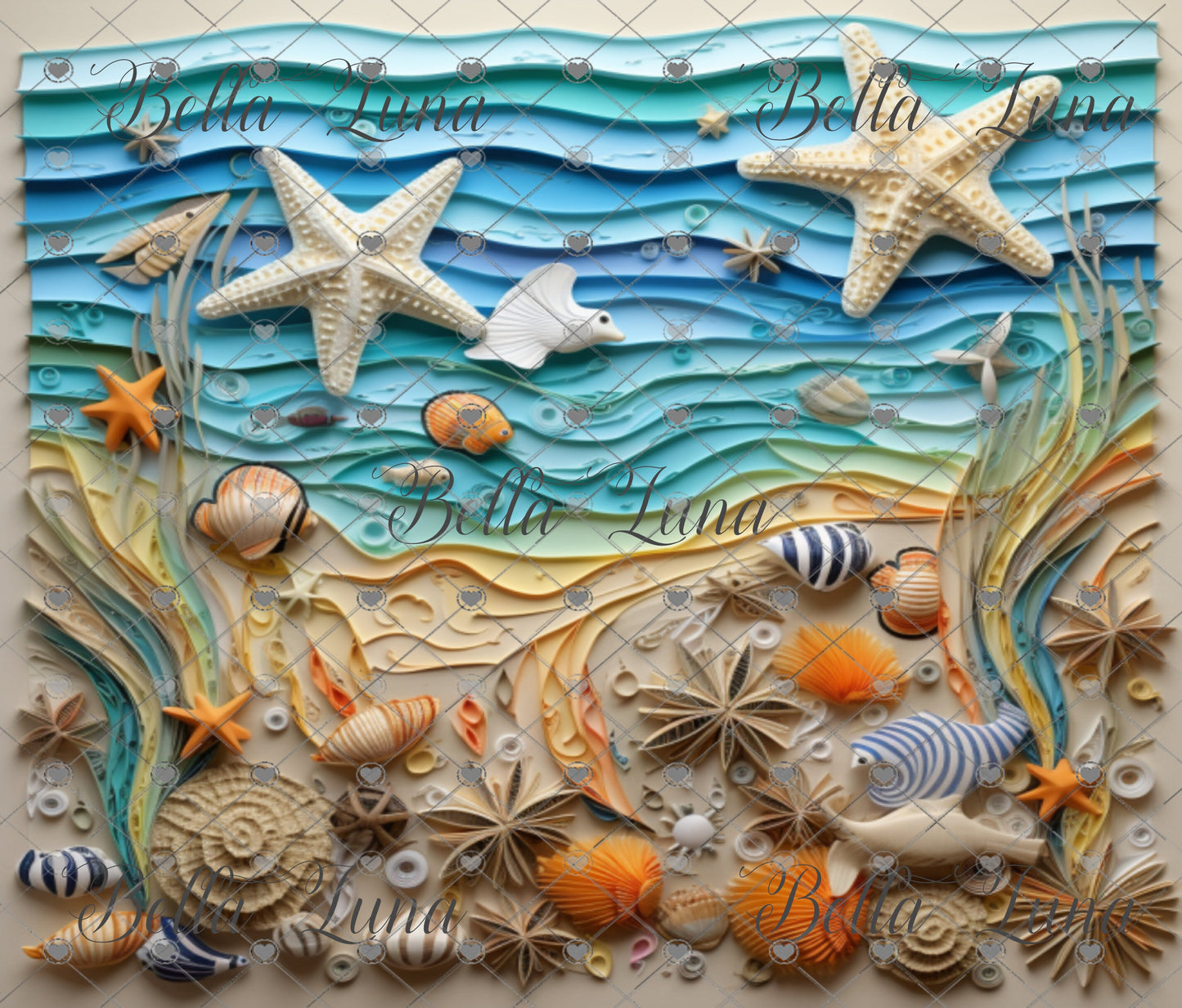 3D Beach Scene Tumbler Wrap