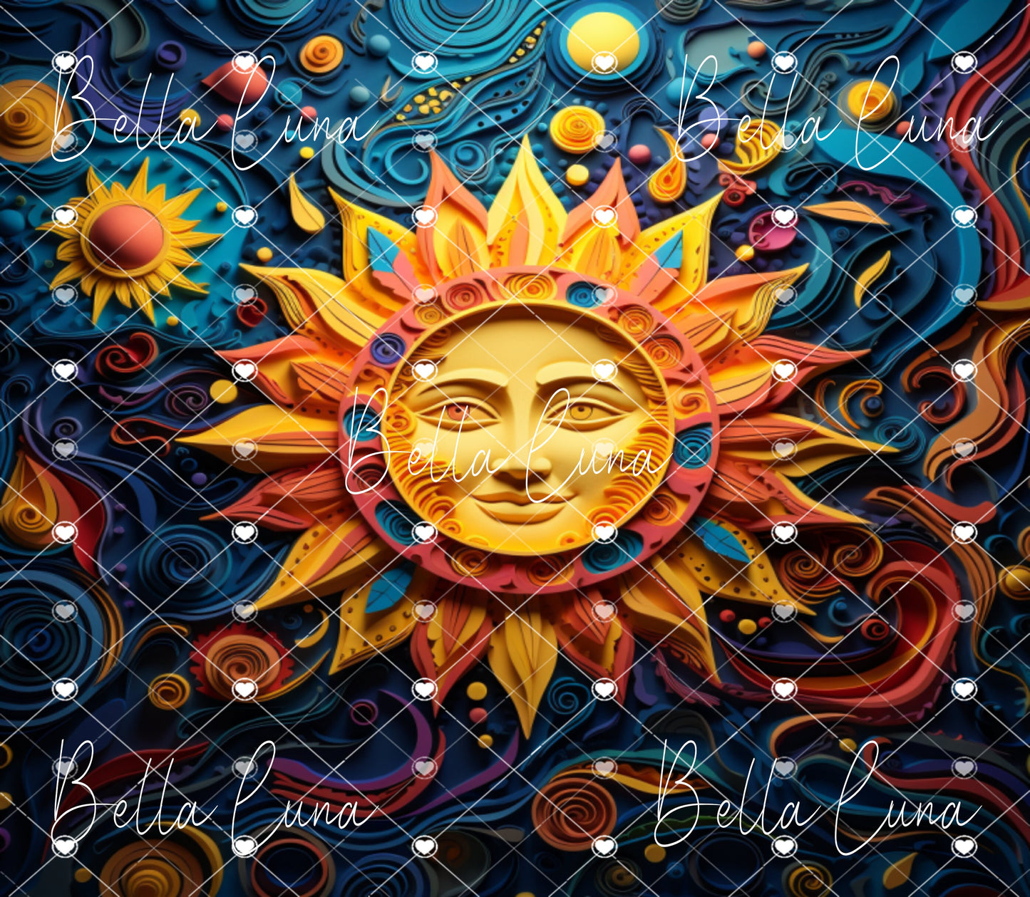 3D Abstract Sun and Moon Tumbler Wrap Bundle - 5 images