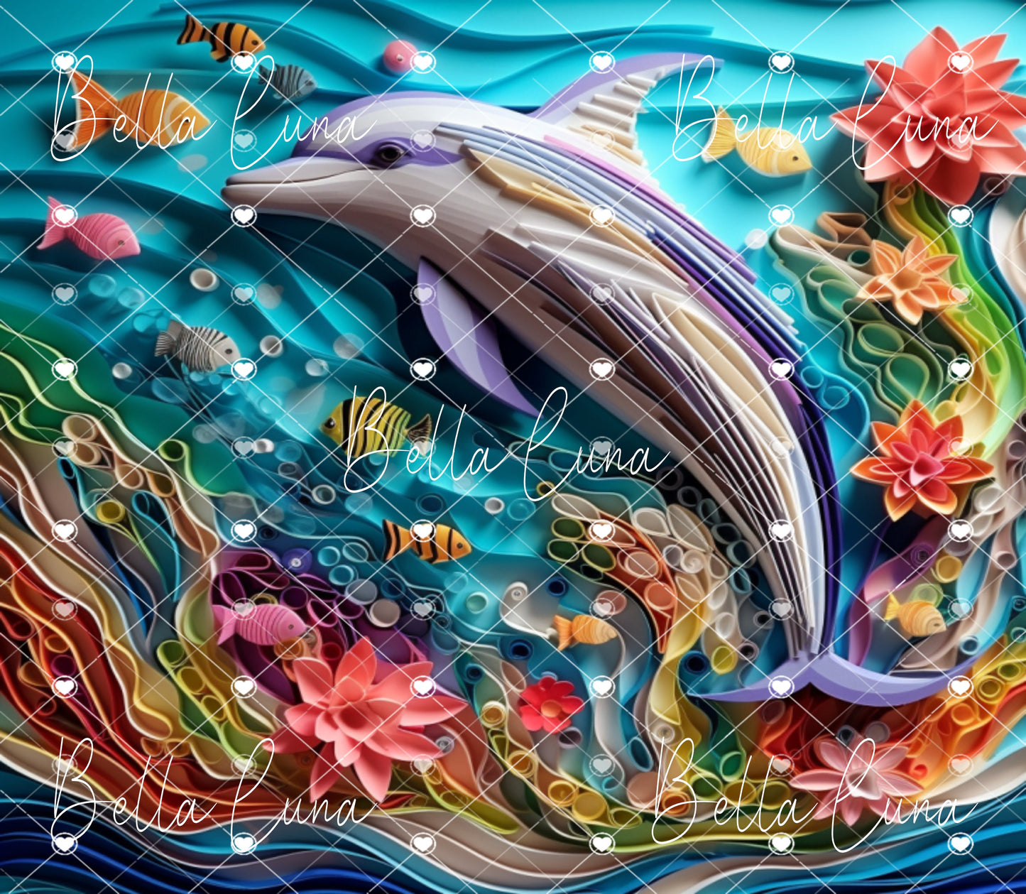3D Dolphins Tumbler Wrap Bundle - 4 images + 4 BONUS IMAGES