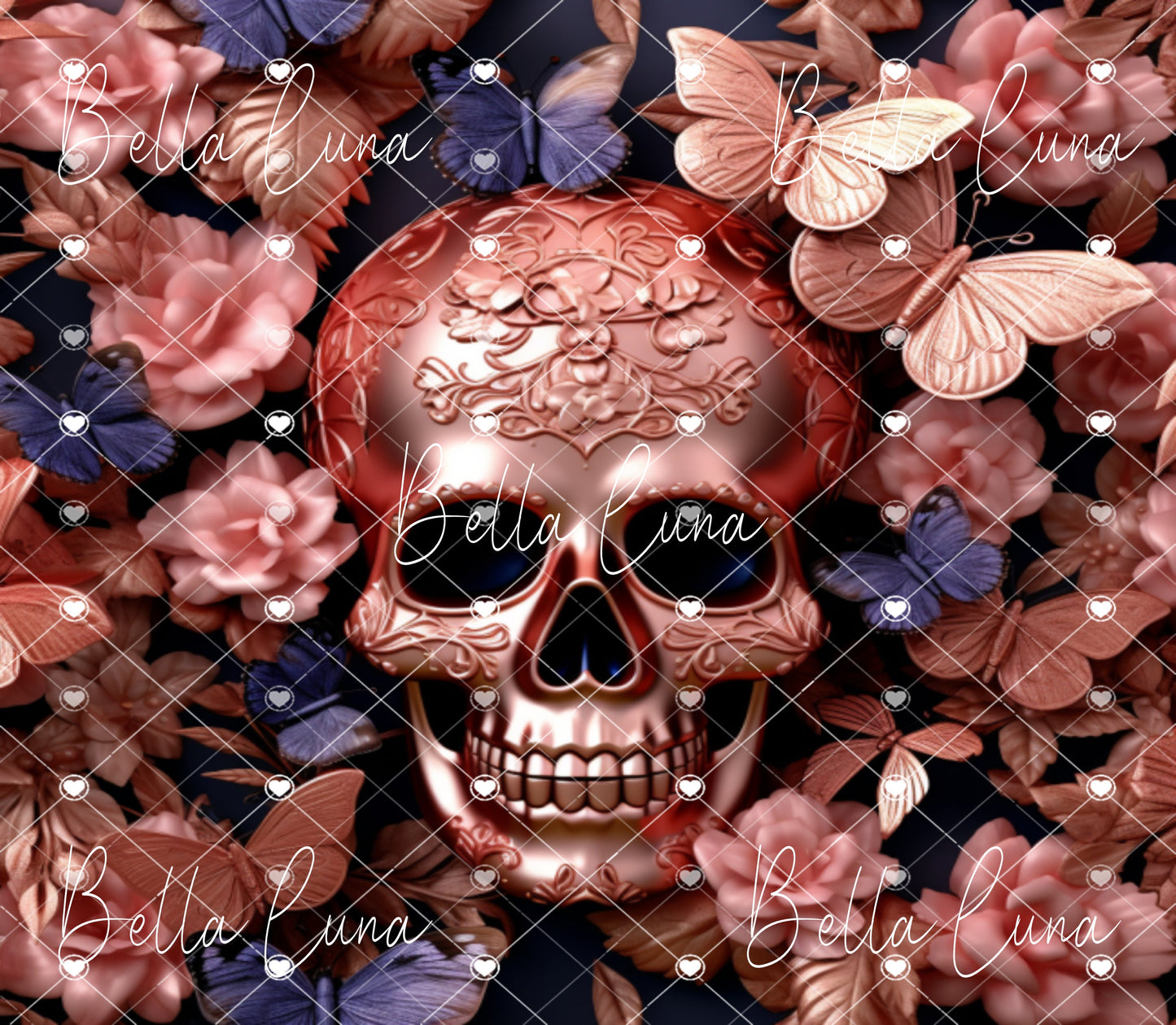 3D Colorful Sugar Skulls with Flowers Bundle - 5 images