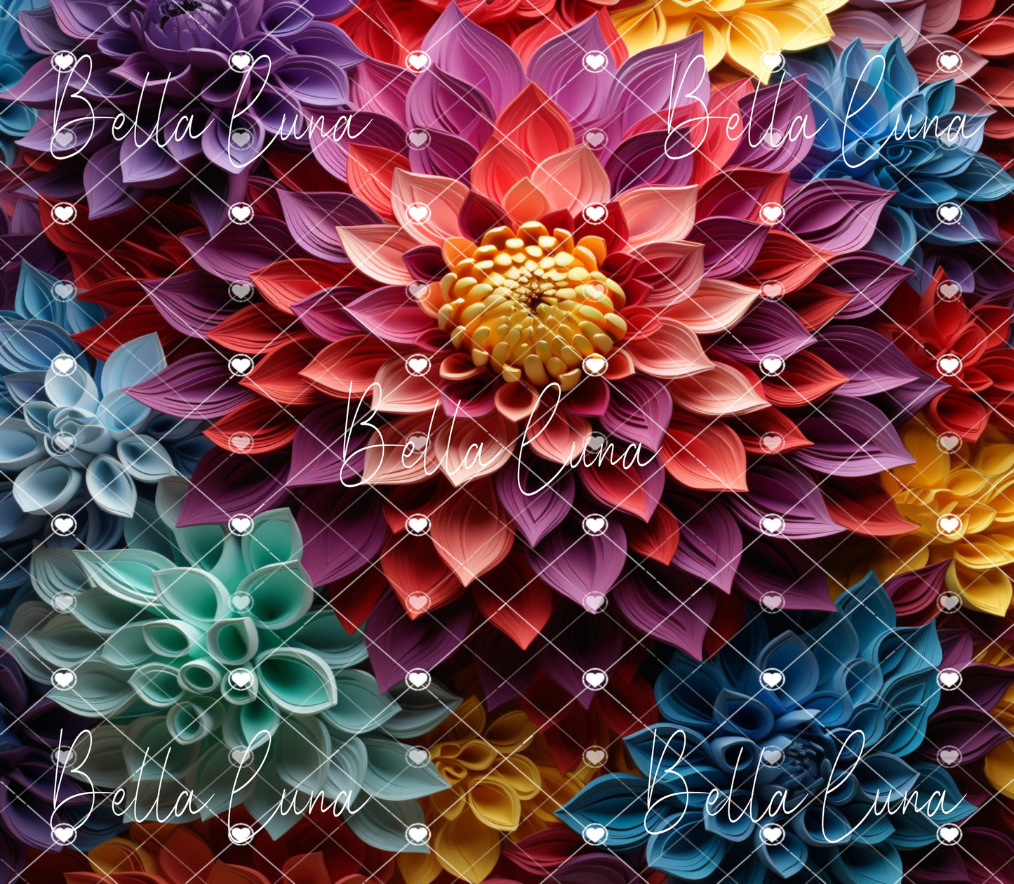3D Colorful Flowers Bundle - 9 images/illustrations/tumbler wraps