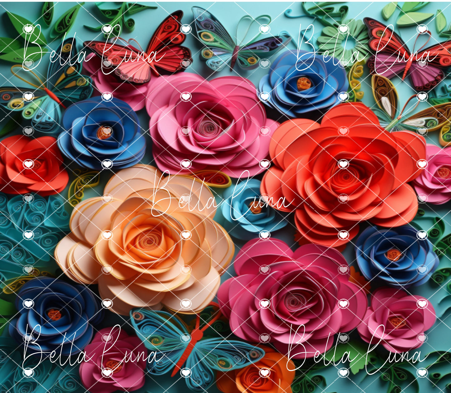 3D Colorful Flowers and Butterflies Tumbler Wrap Bundle (5 images)