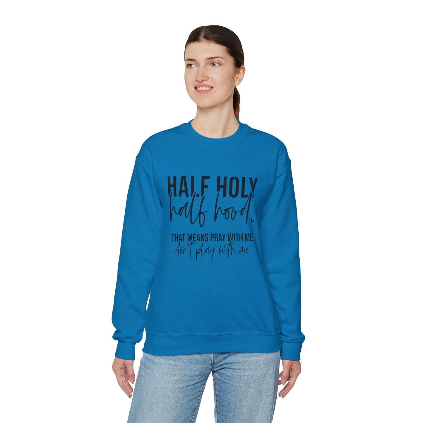 Unisex Heavy Blend™ Crewneck Sweatshirt - HALF HJOLY HALF HOOD