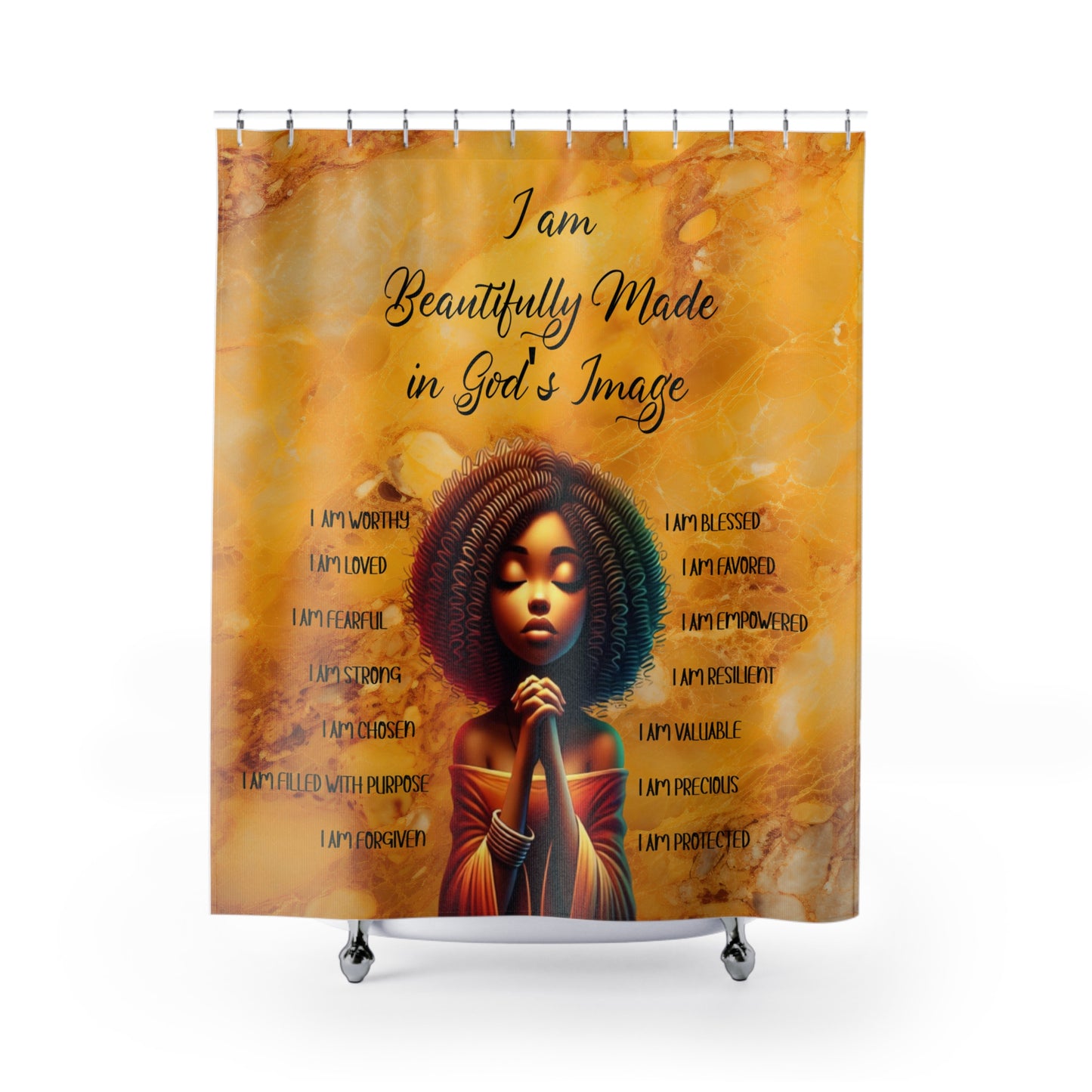 Shower Curtains - I am beautifully made in God's  image