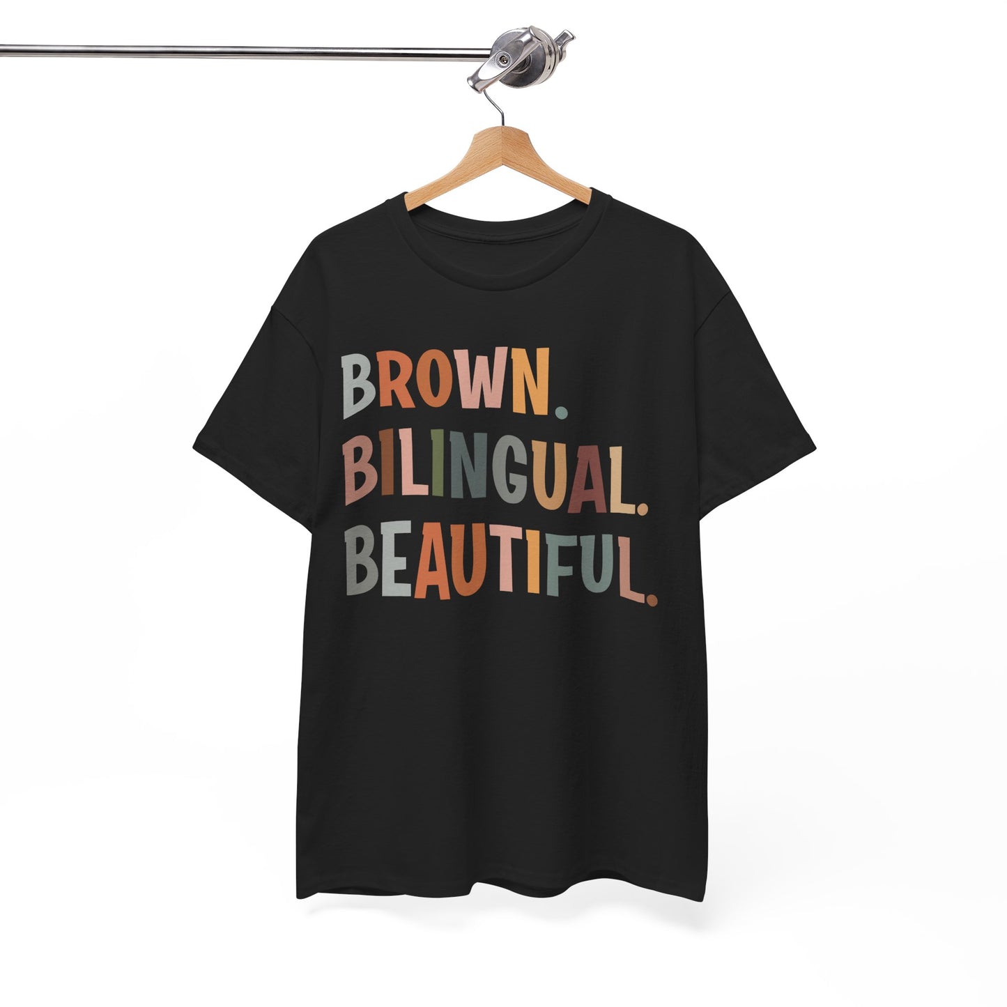 Unisex Heavy Cotton Tee - 'Brown. Bilingual. Beautiful.' Inspirational Shirt