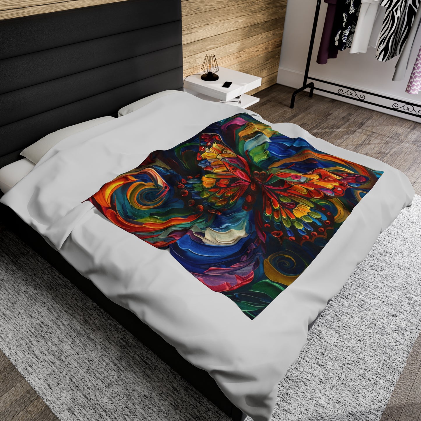 Velveteen Plush Blanket - Colorful Butterfly