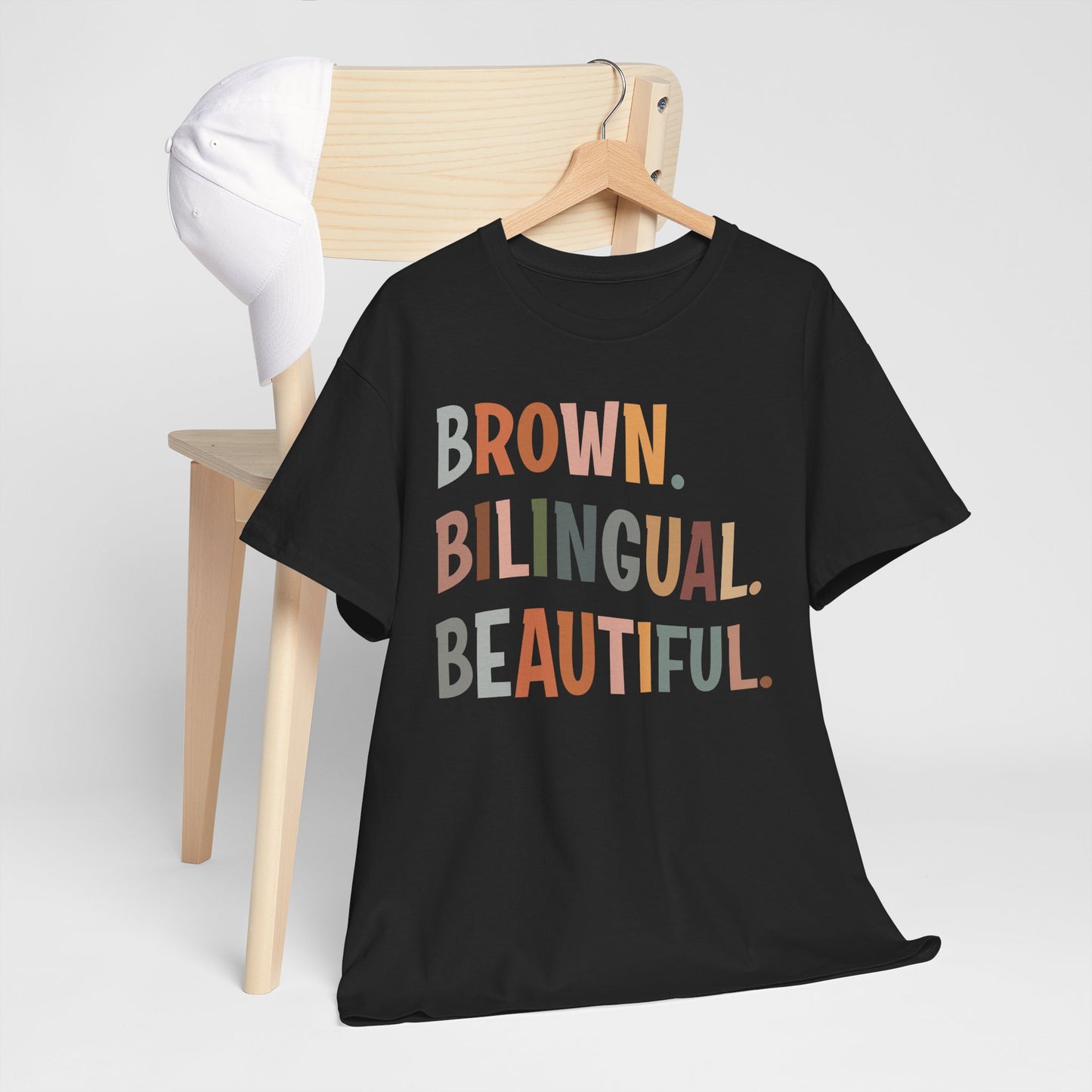 Unisex Heavy Cotton Tee - 'Brown. Bilingual. Beautiful.' Inspirational Shirt