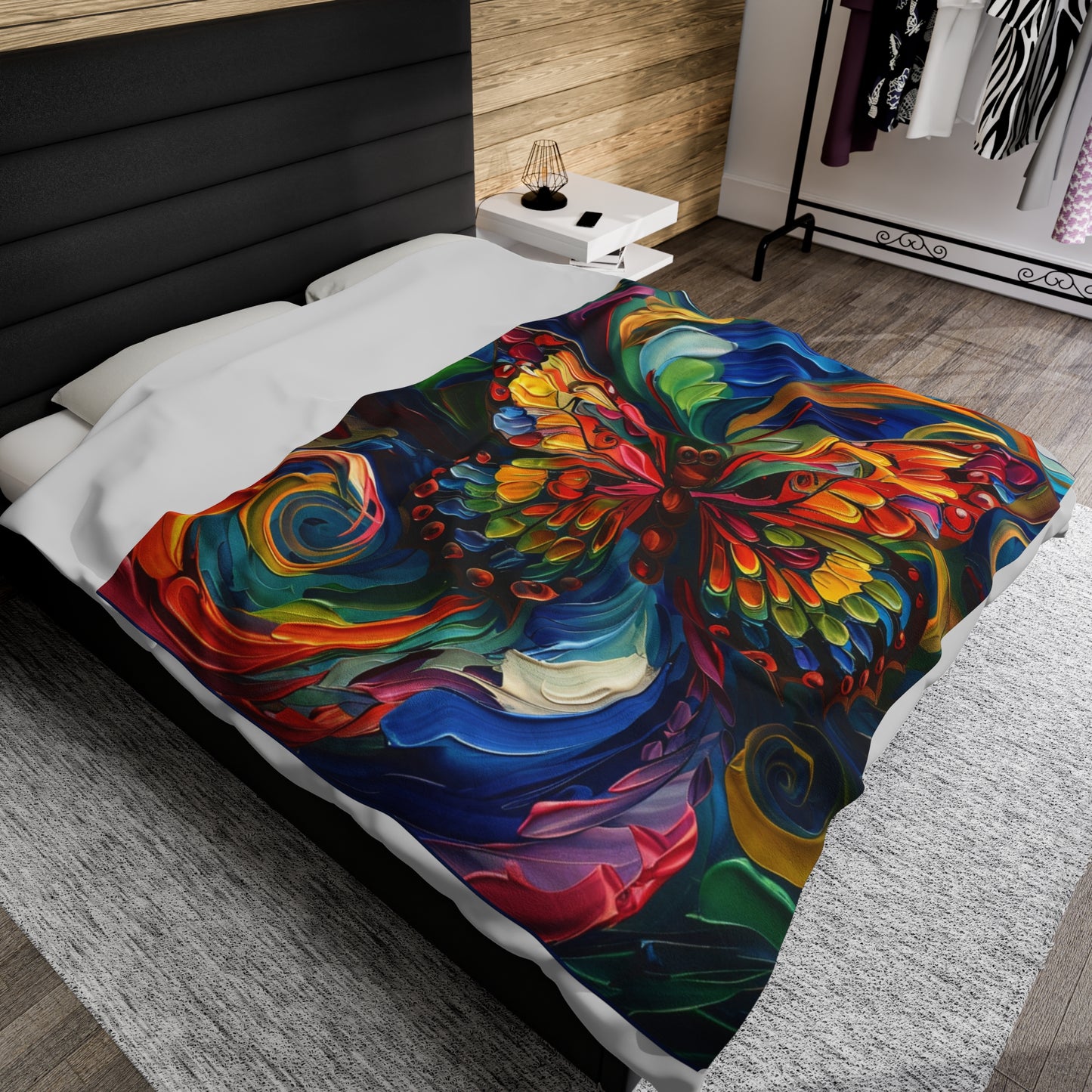 Velveteen Plush Blanket - Colorful Butterfly