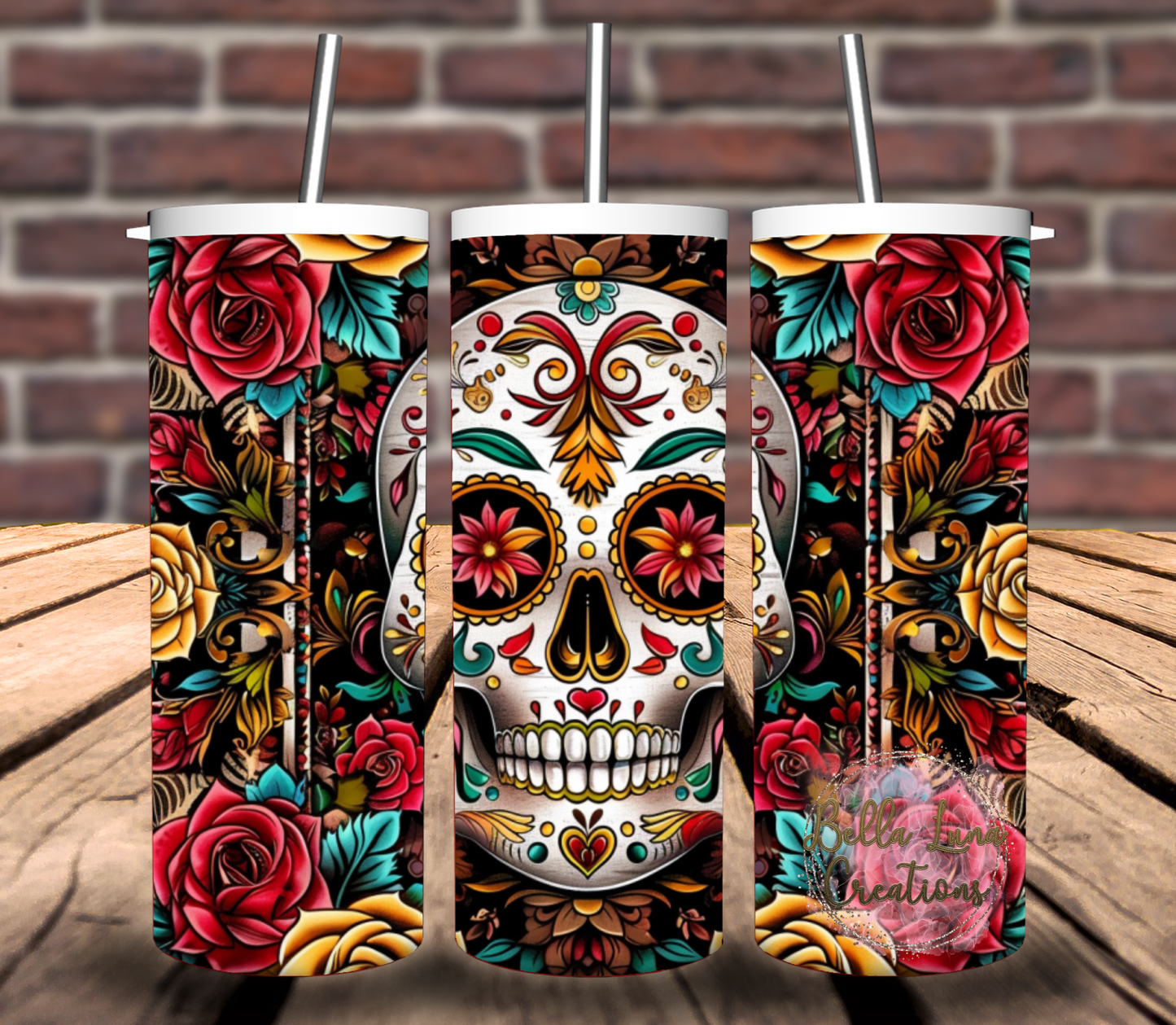 Sugar Skull Tumbler Wrap - Digital Design/Digital Download