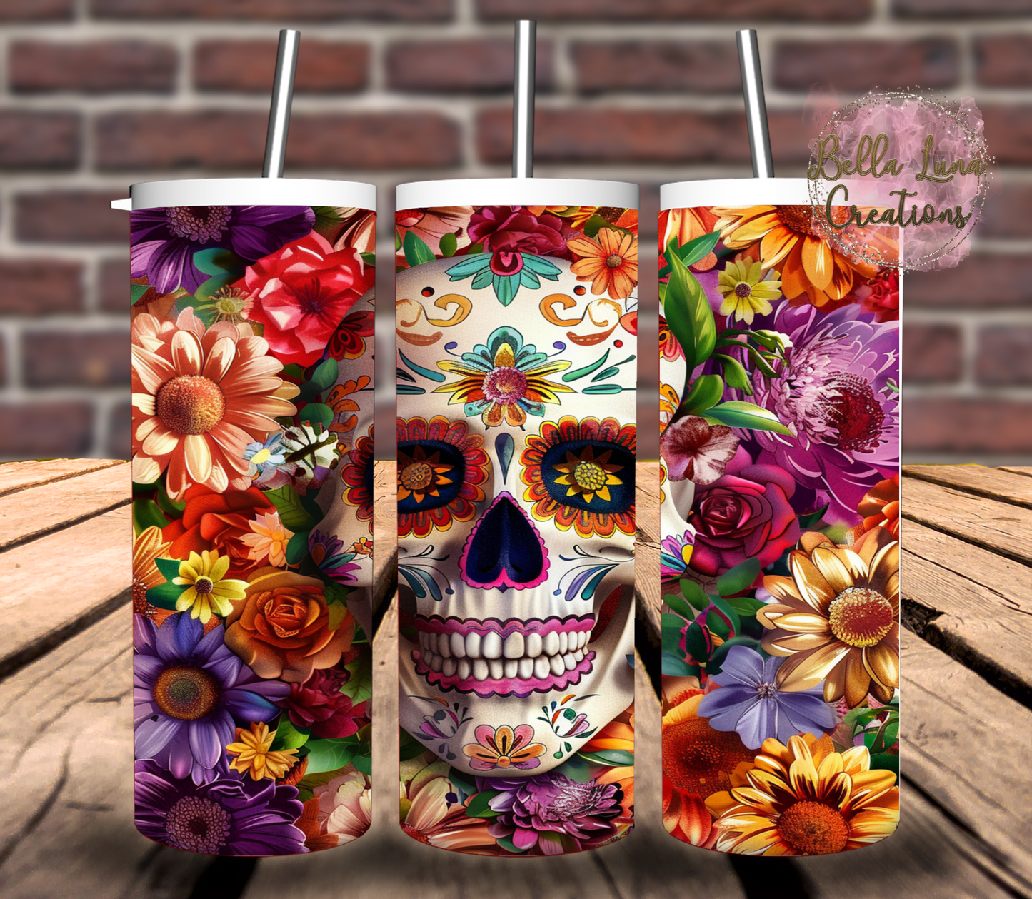 Sugar Skull Digital Tumbler Wrap - Digital Download ONLY