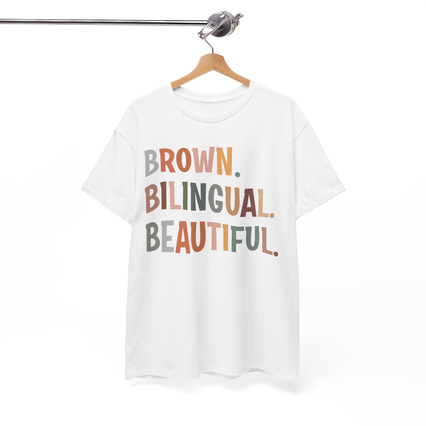 Unisex Heavy Cotton Tee - 'Brown. Bilingual. Beautiful.' Inspirational Shirt