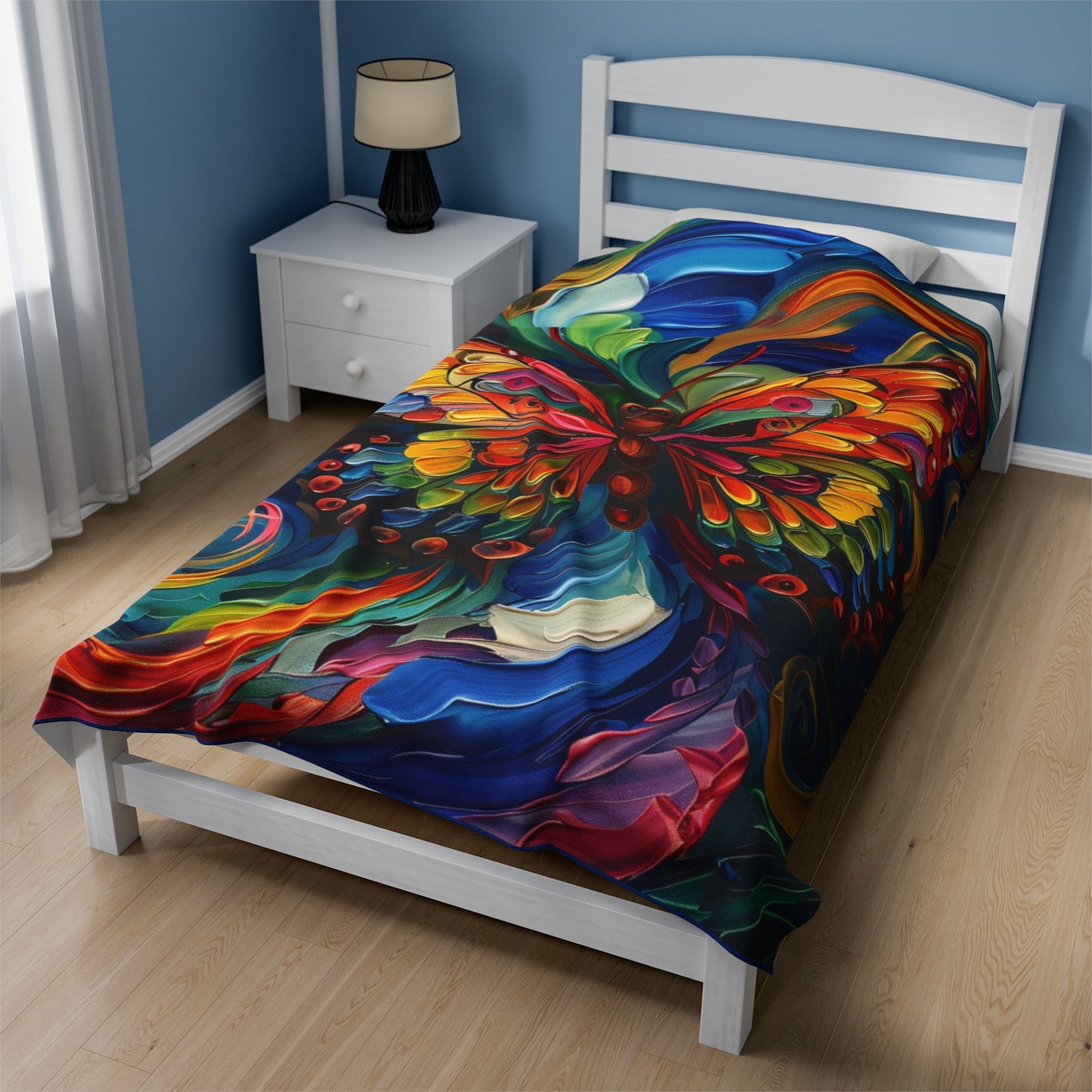 Velveteen Plush Blanket - Colorful Butterfly