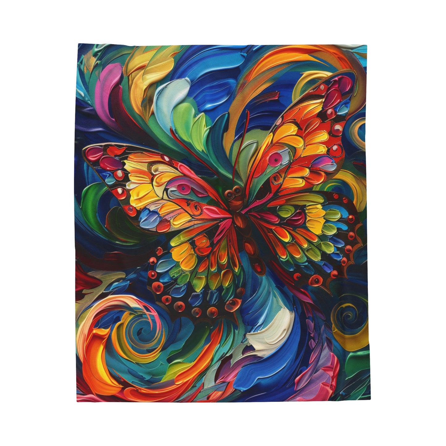 Velveteen Plush Blanket - Colorful Butterfly