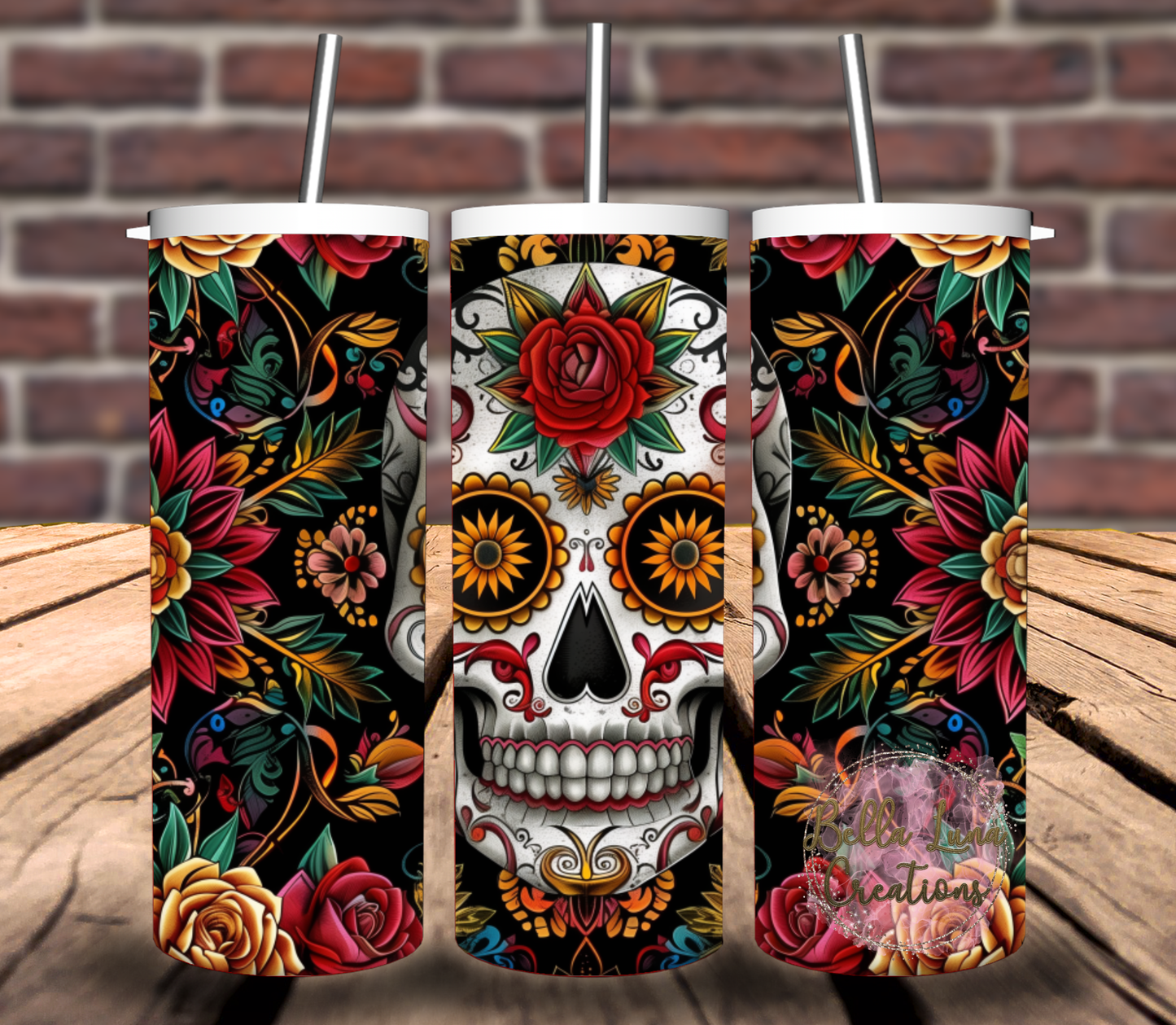 Sugar Skull Tumbler Wrap - Digital Design/Digital Download