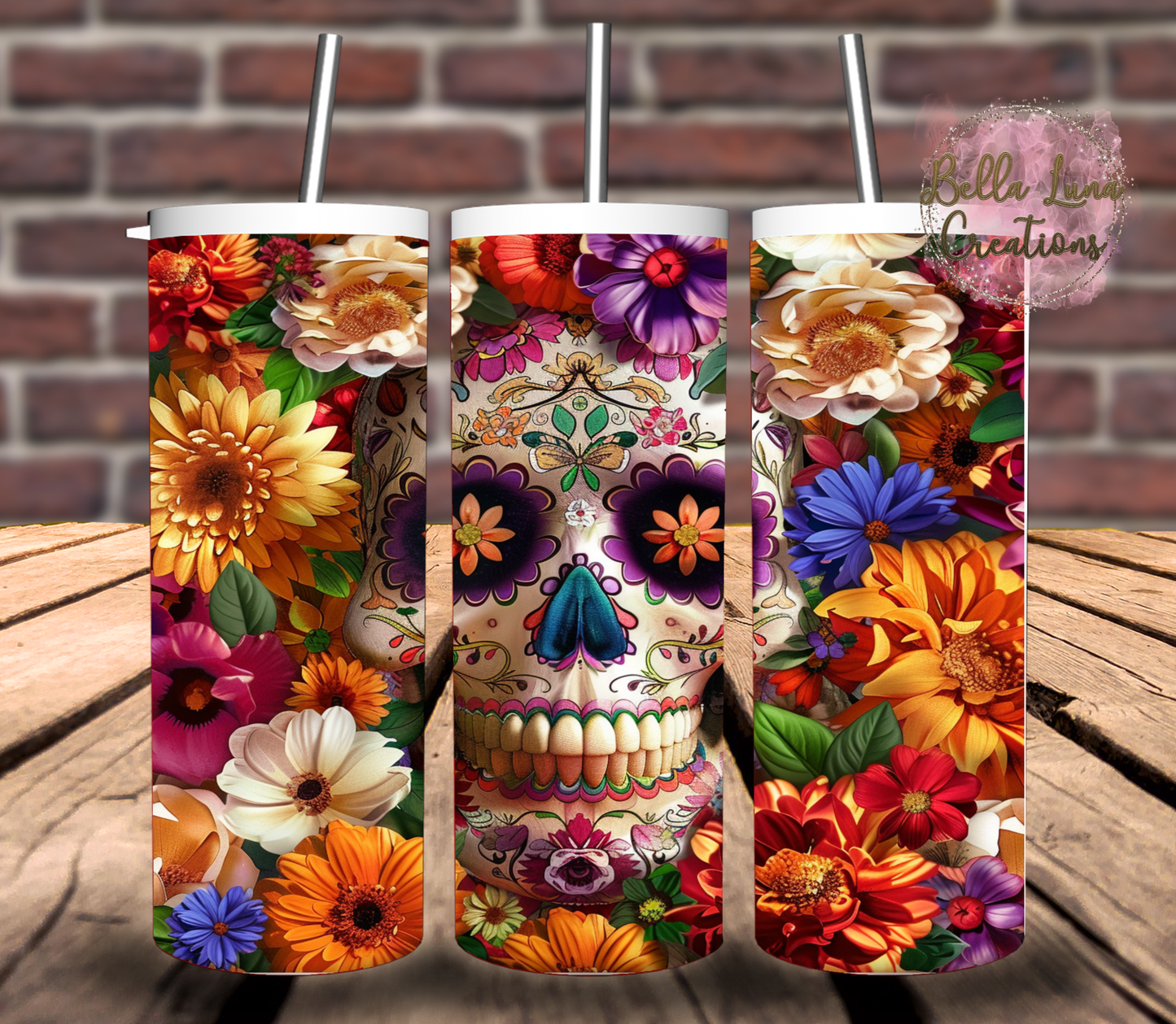 Sugar Skull Digital Tumbler Wrap - Digital Download ONLY