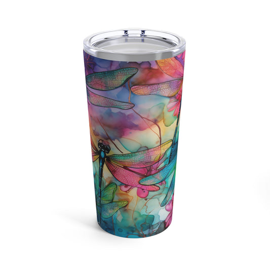 Tumbler 20oz - Alcohol Ink Dragonflies