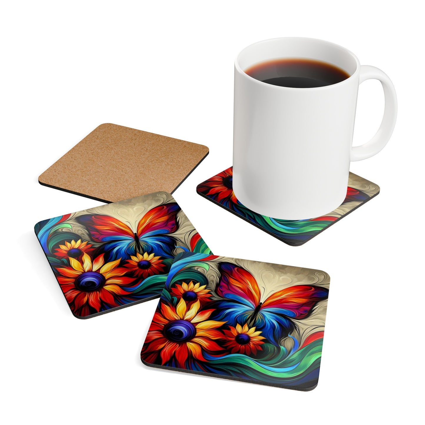 Corkwood Coaster Set - the colors of the wind