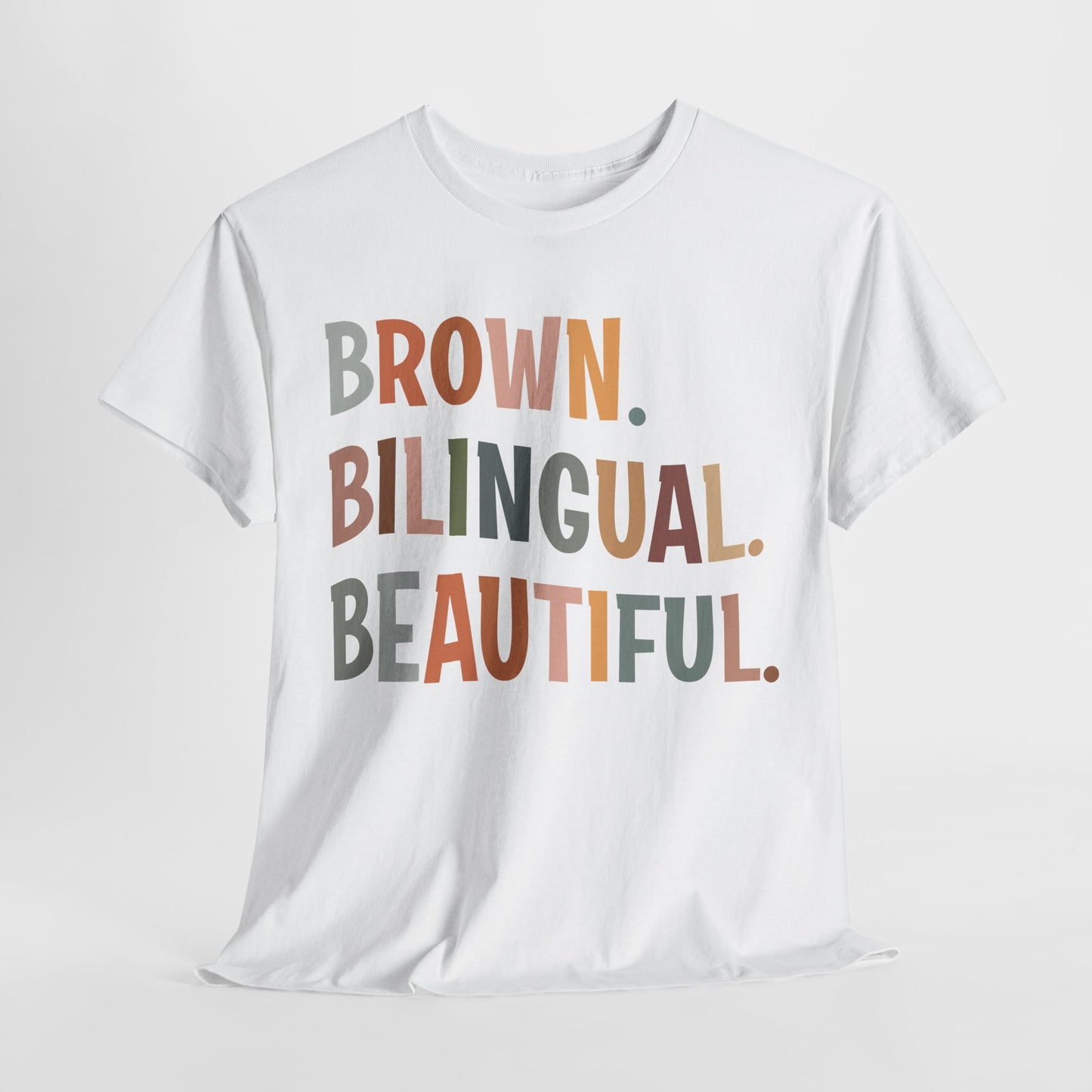 Unisex Heavy Cotton Tee - 'Brown. Bilingual. Beautiful.' Inspirational Shirt