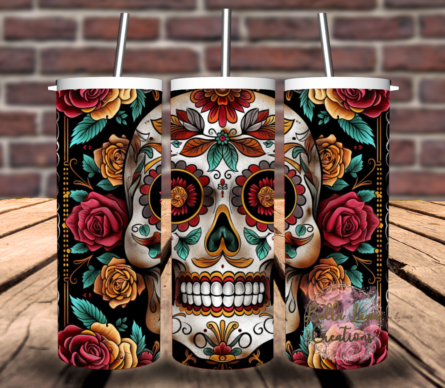 Sugar Skull Tumbler Wrap - Digital Design/Digital Download