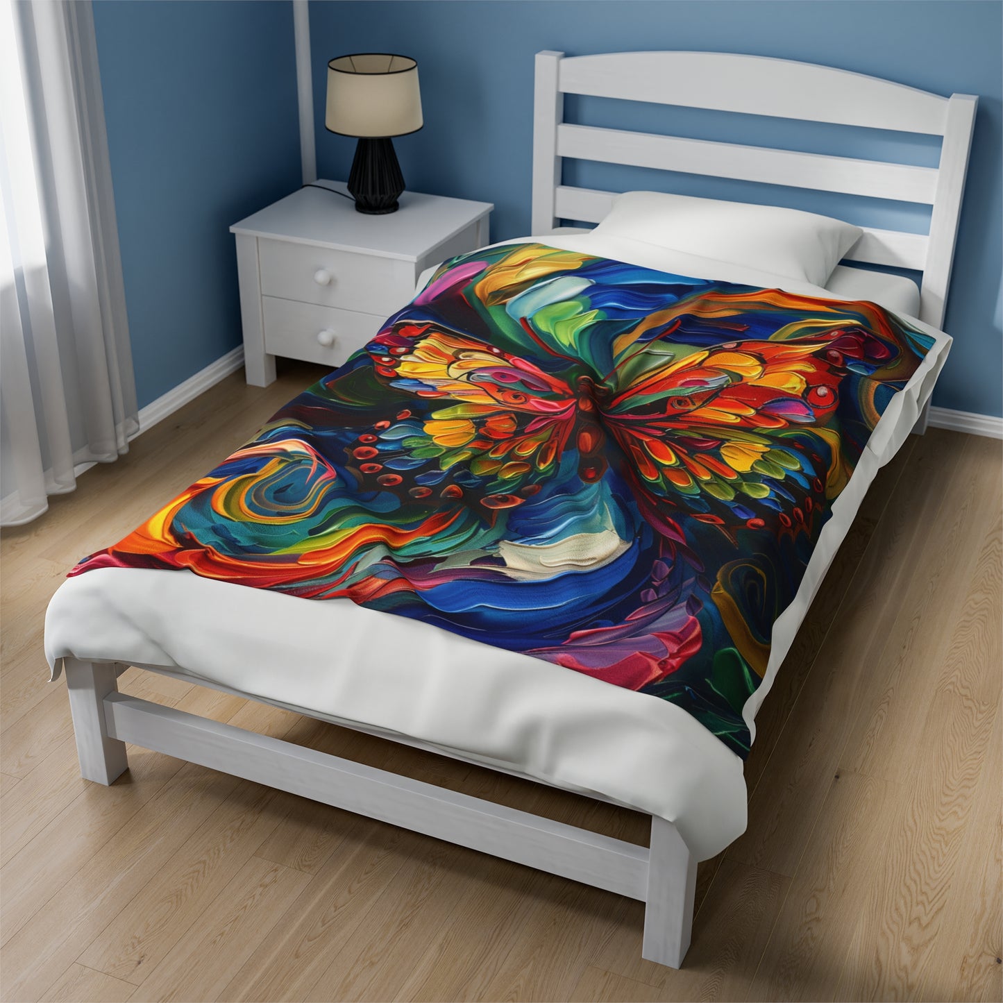 Velveteen Plush Blanket - Colorful Butterfly