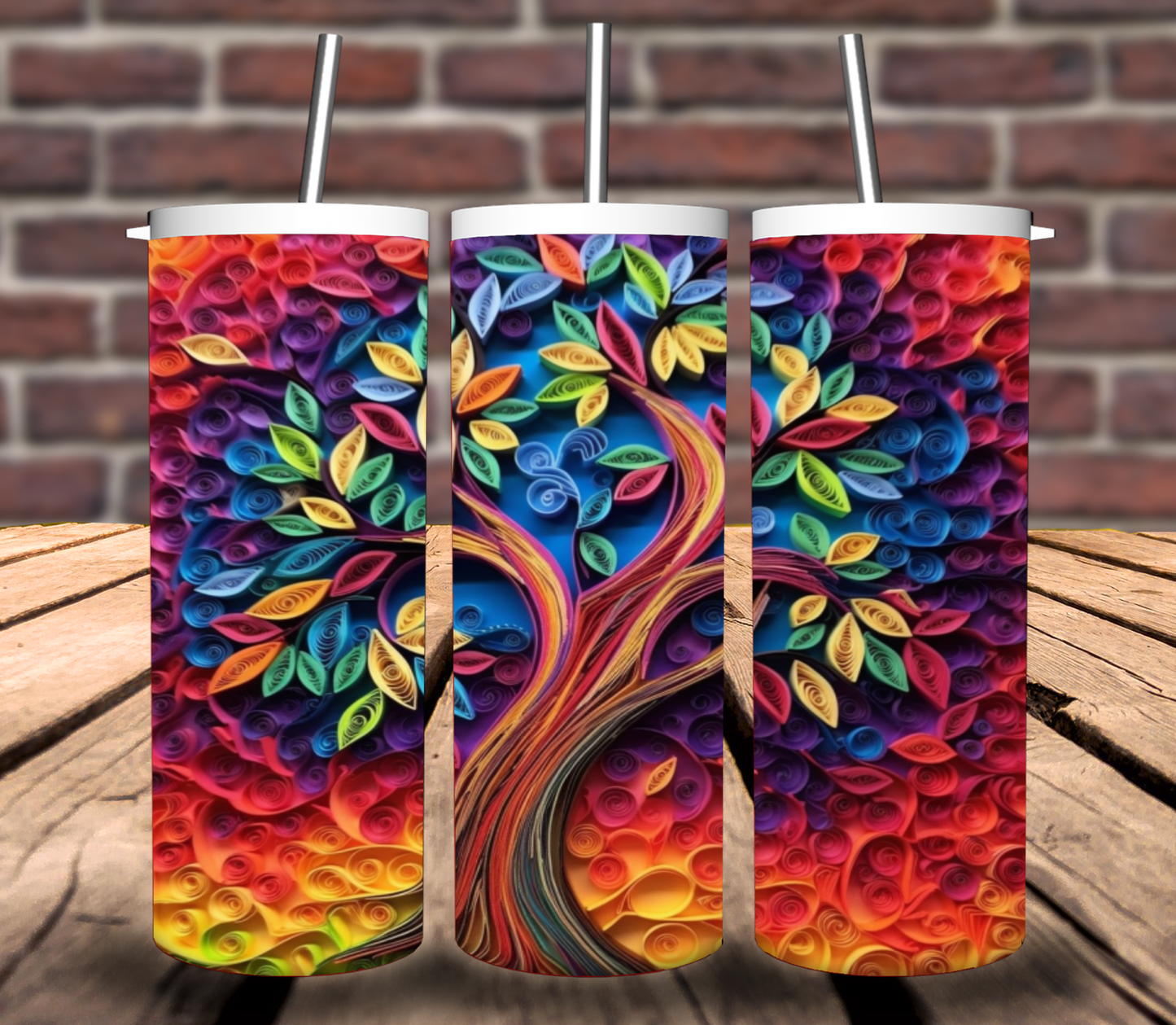 3D Colorful Tree of Life Tumbler Wrap Bundle for 20oz Skinny Tumblers - Bundle of 7 wraps