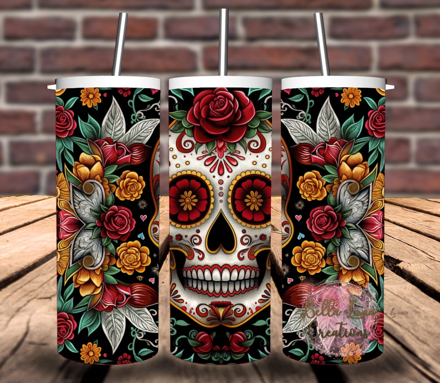 Sugar Skull Tumbler Wrap - Digital Design/Digital Download