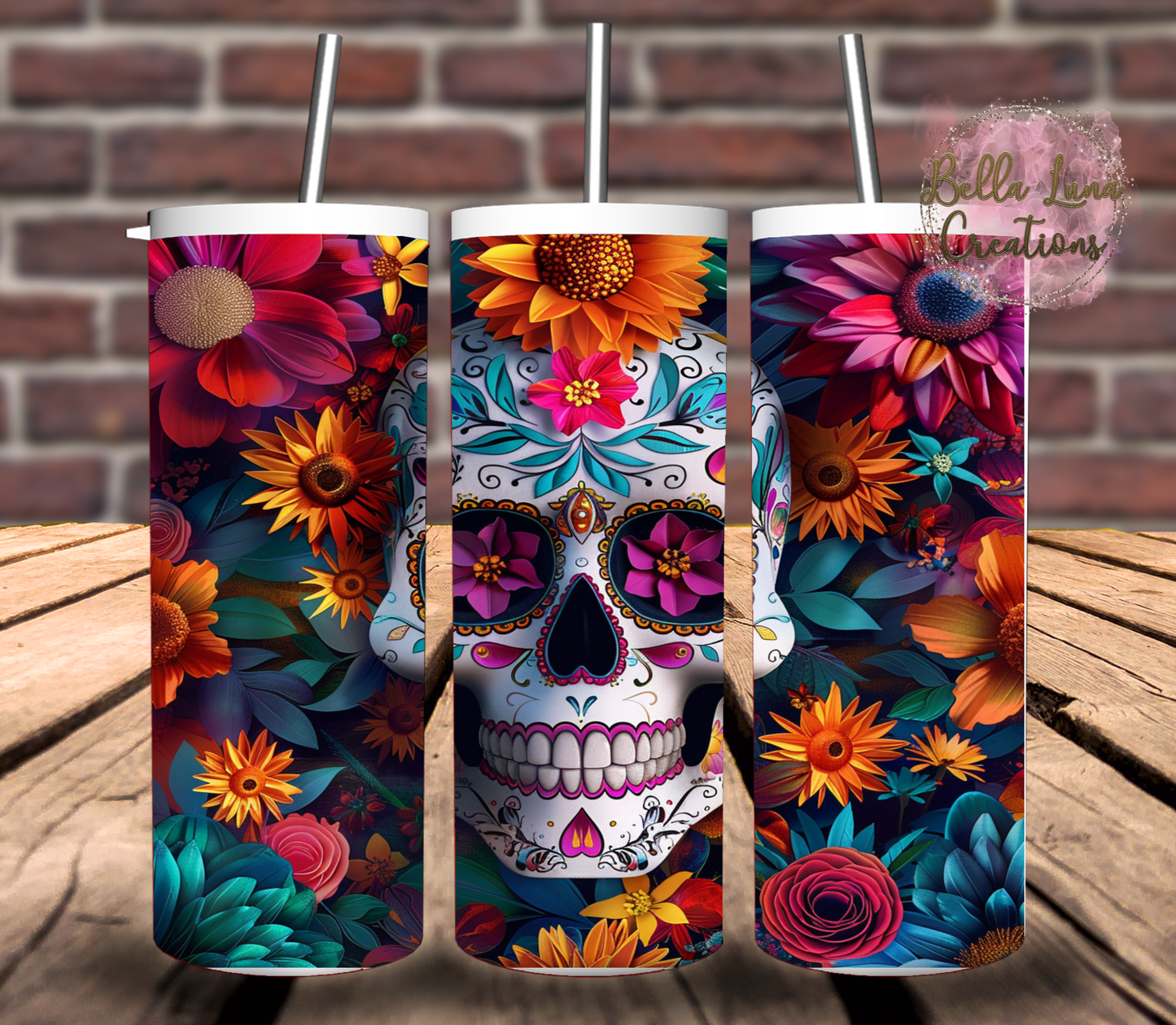 Sugar Skull Digital Tumbler Wrap - Digital Download ONLY