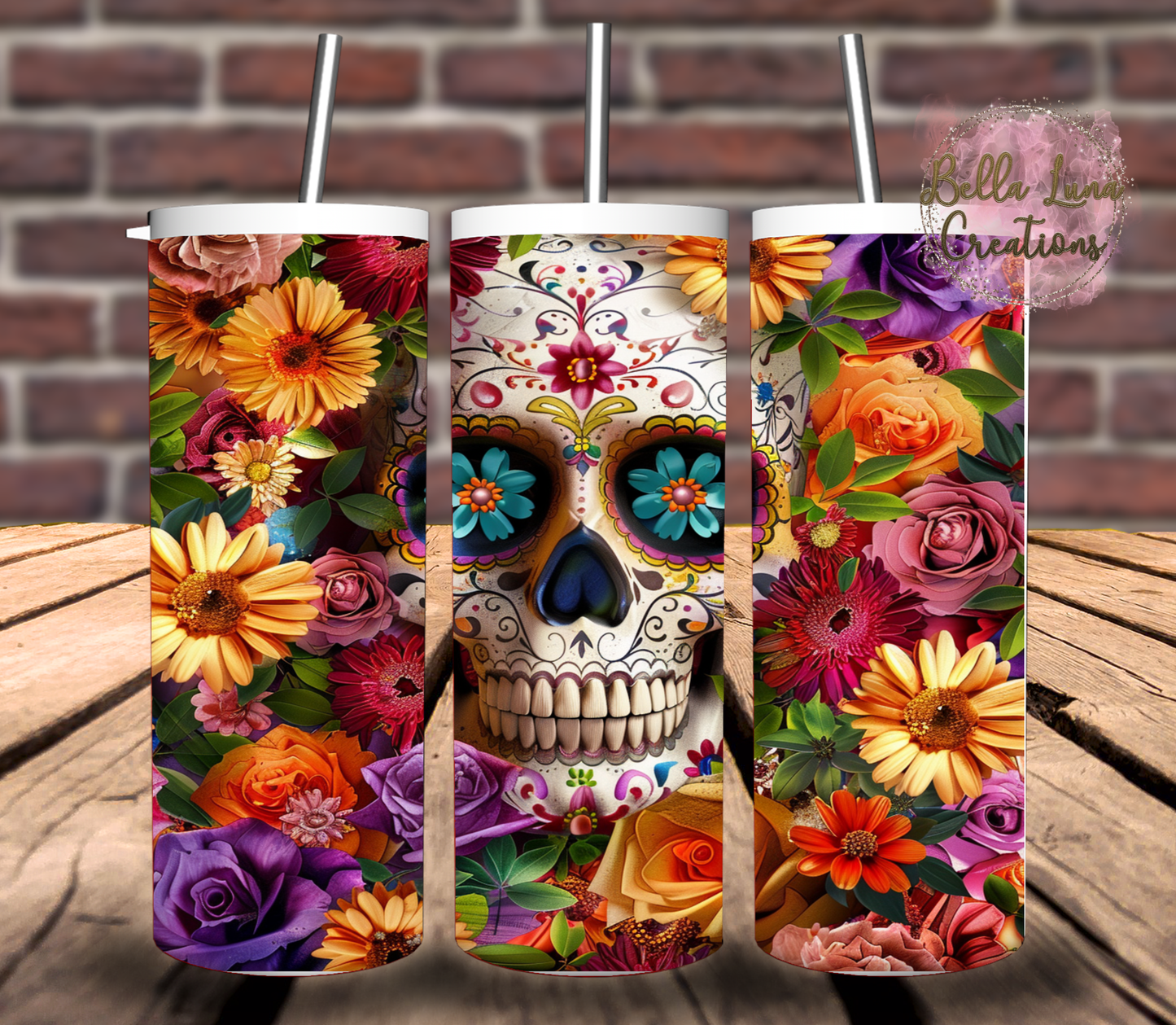 Sugar Skull Digital Tumbler Wrap - Digital Download ONLY