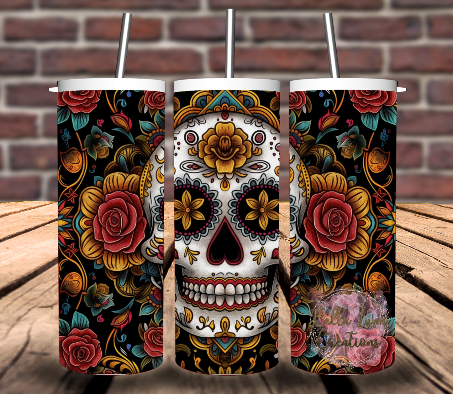 Sugar Skull Tumbler Wrap - Digital Design/Digital Download