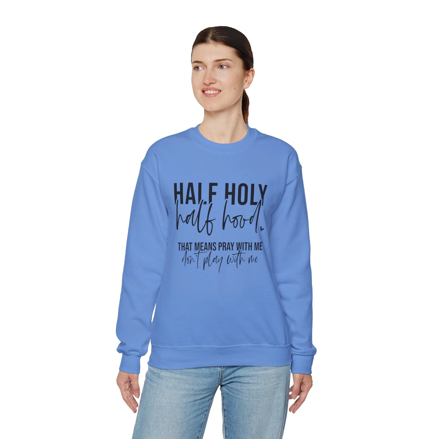 Unisex Heavy Blend™ Crewneck Sweatshirt - HALF HJOLY HALF HOOD