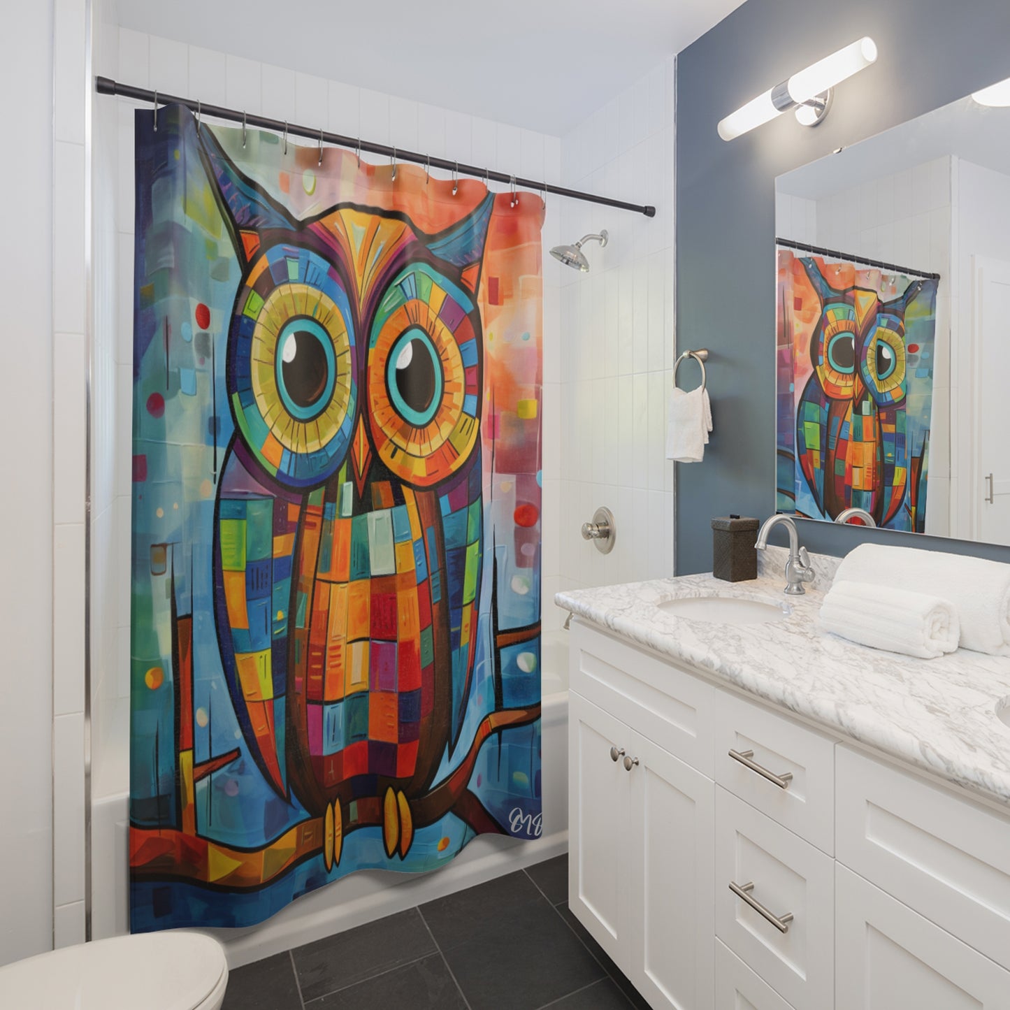 Shower Curtains - Colorful Owl