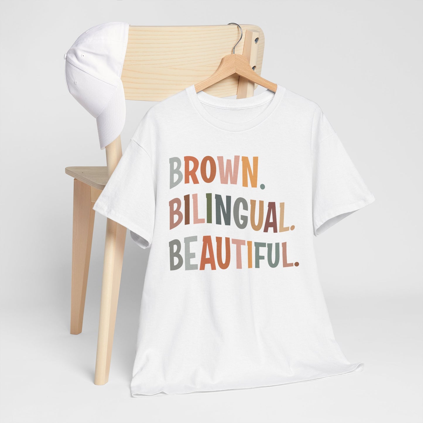 Unisex Heavy Cotton Tee - 'Brown. Bilingual. Beautiful.' Inspirational Shirt