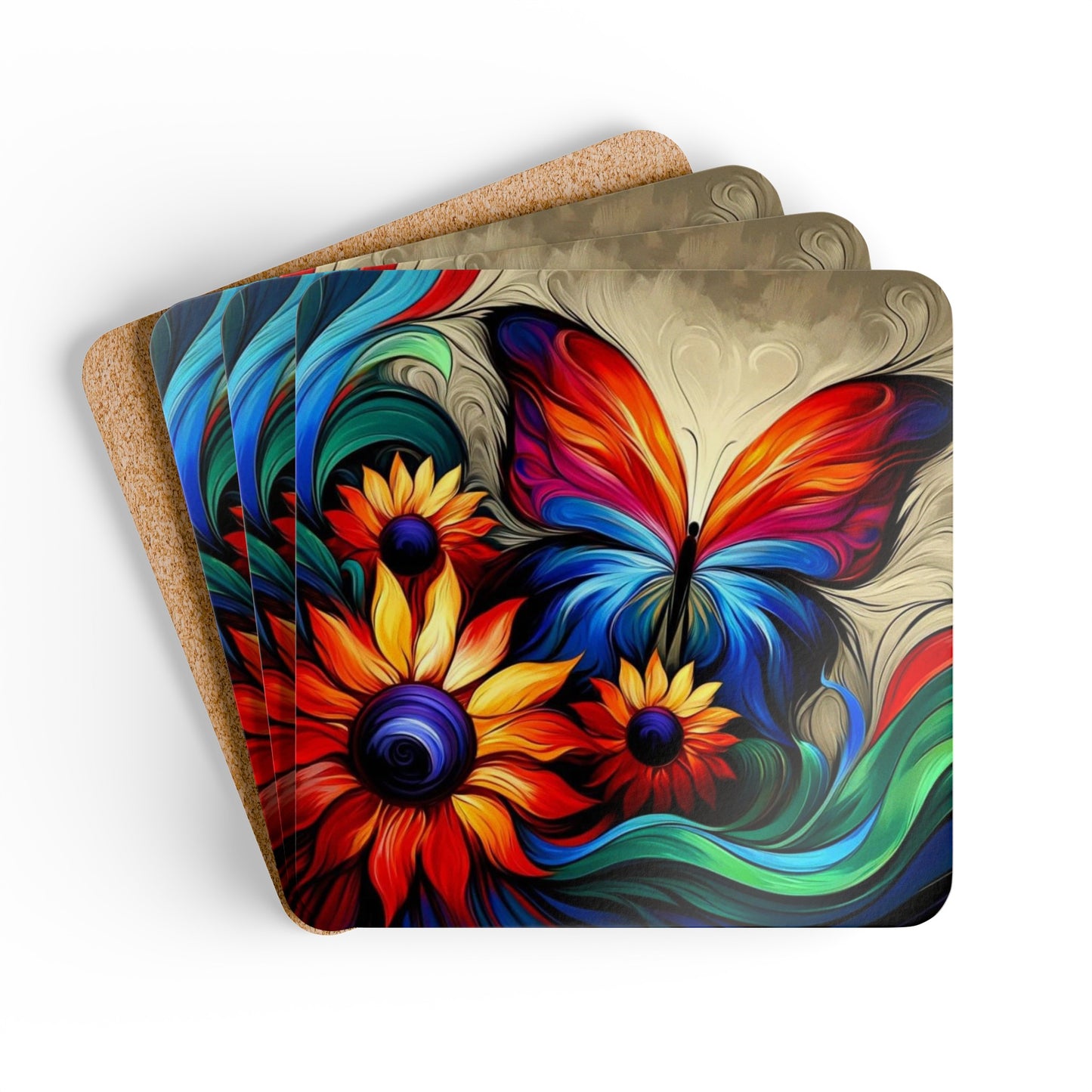 Corkwood Coaster Set - the colors of the wind