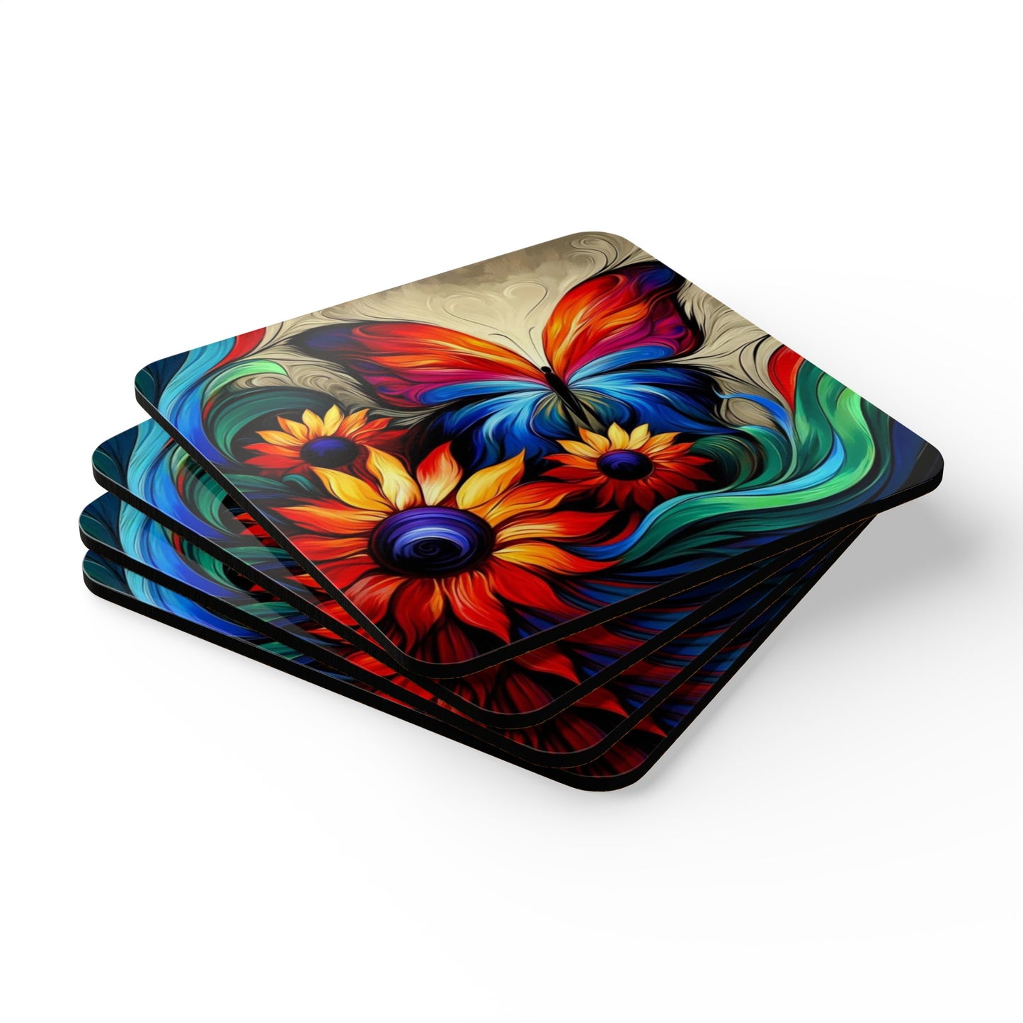 Corkwood Coaster Set - the colors of the wind