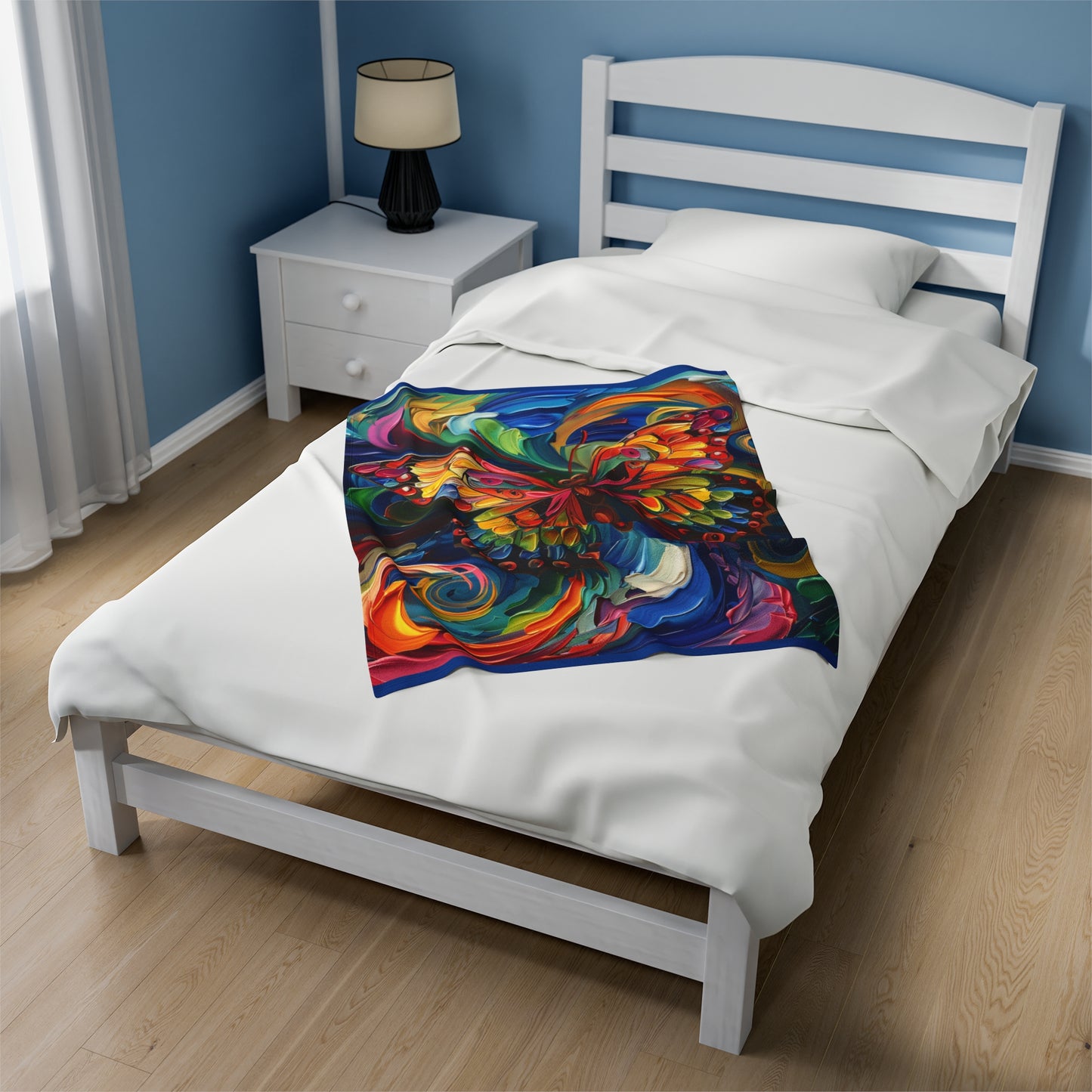 Velveteen Plush Blanket - Colorful Butterfly