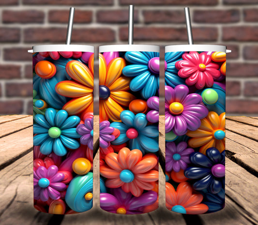 3D Colorful Tumbler Wrap (Flowers) - Bundle of 5 wraps + 5 BONUS Files