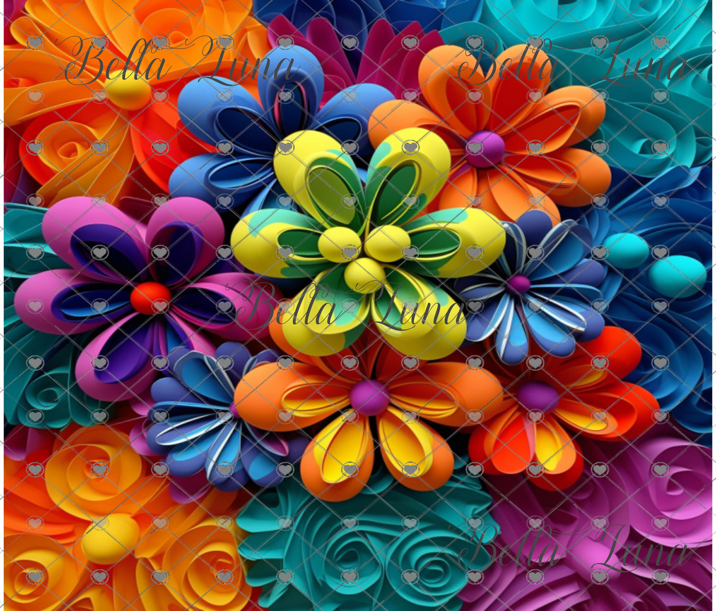 3D Colorful Tumbler Wrap (Flowers) - Bundle of 5 wraps + 5 BONUS Files