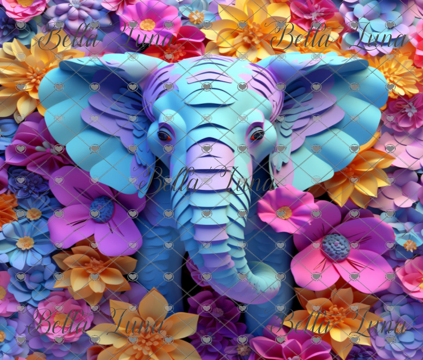 3D Colorful Elephant Tumbler Wrap for 20oz Skinny Tumbler