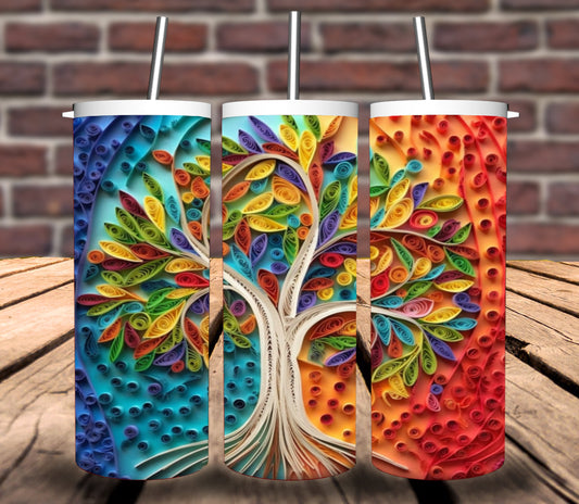 3D Colorful Tree of Life Tumbler Wrap Bundle for 20oz Skinny Tumblers - Bundle of 7 wraps