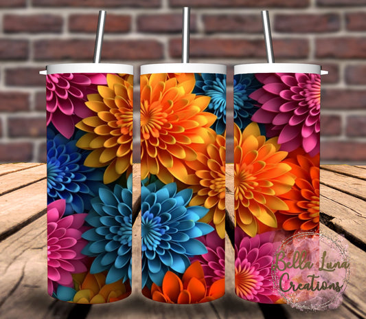 3D Colorful Flowers Tumbler Wraps Bundles - 5 images plus BONUS wraps