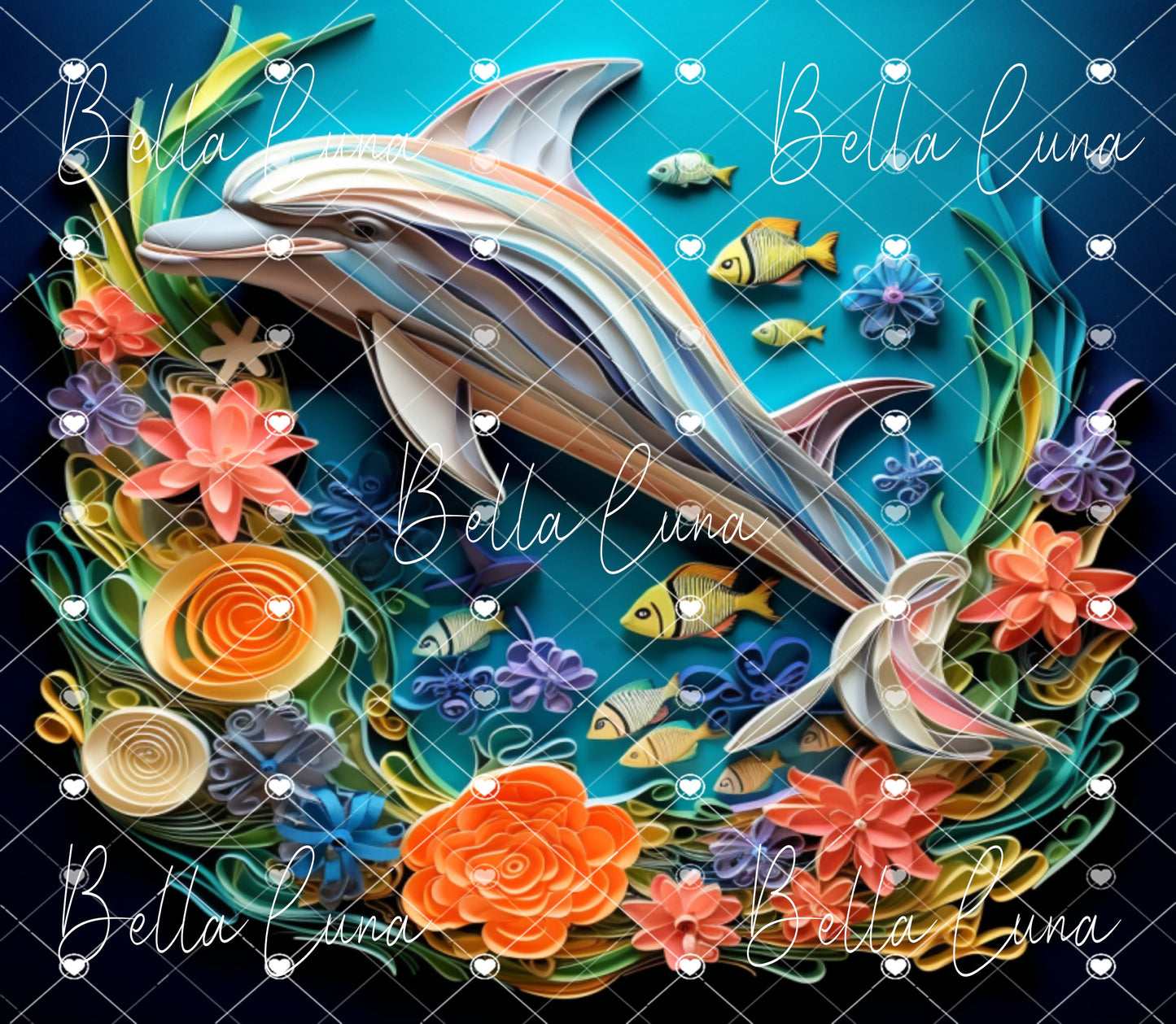 3D Dolphins Tumbler Wrap Bundle - 4 images + 4 BONUS IMAGES