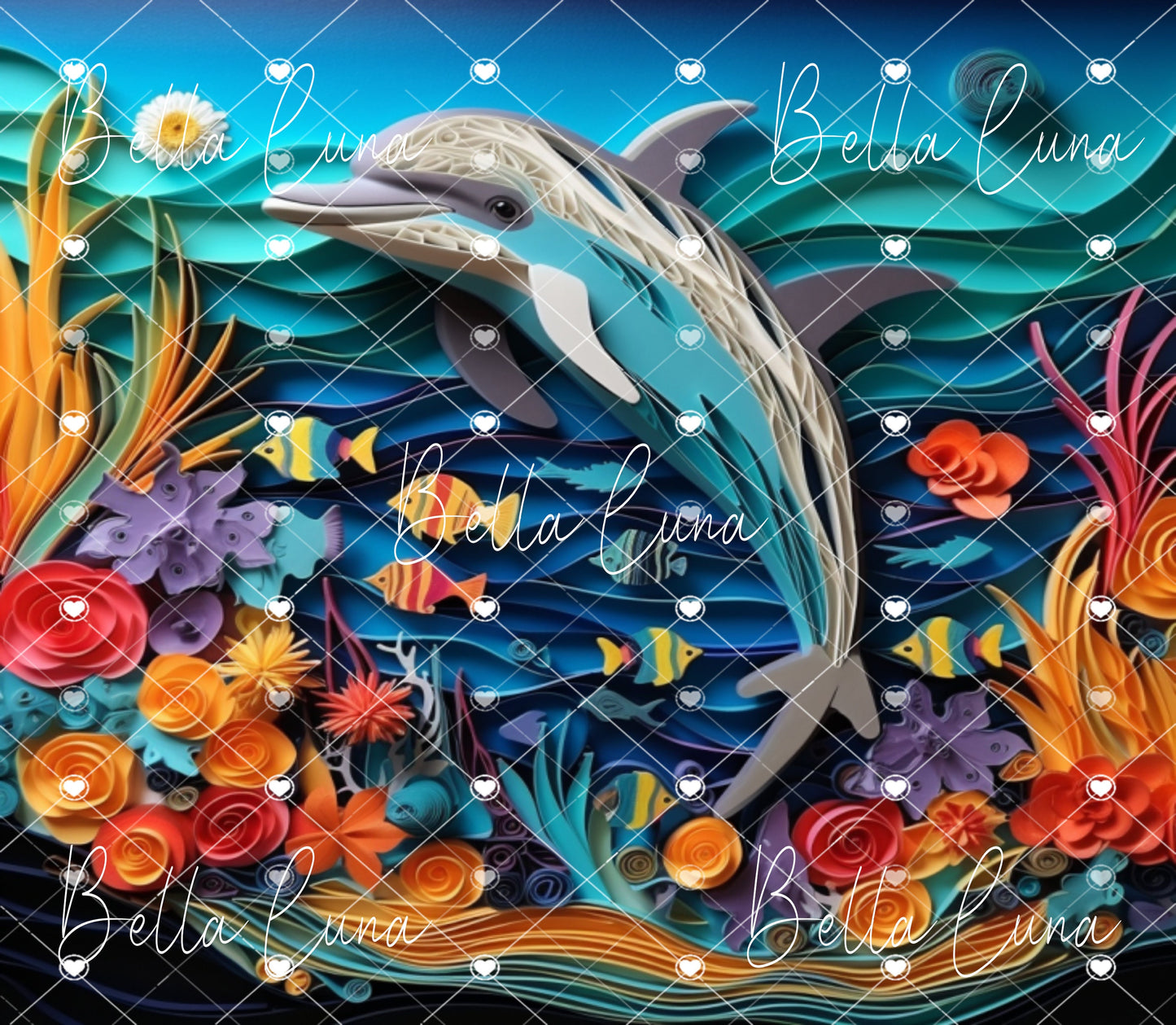 3D Dolphins Tumbler Wrap Bundle - 4 images + 4 BONUS IMAGES