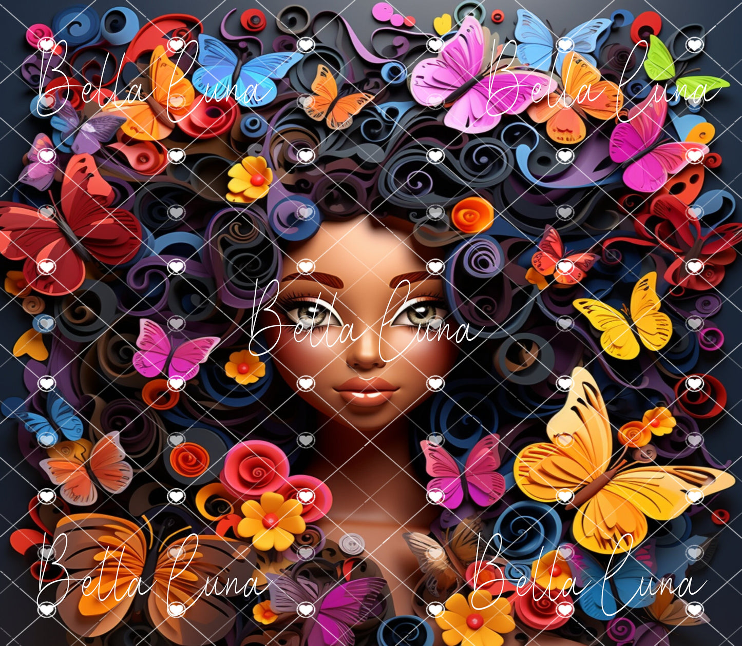 3D Black Beauty with Butterflies - Bundle of 5 images/tumbler wraps