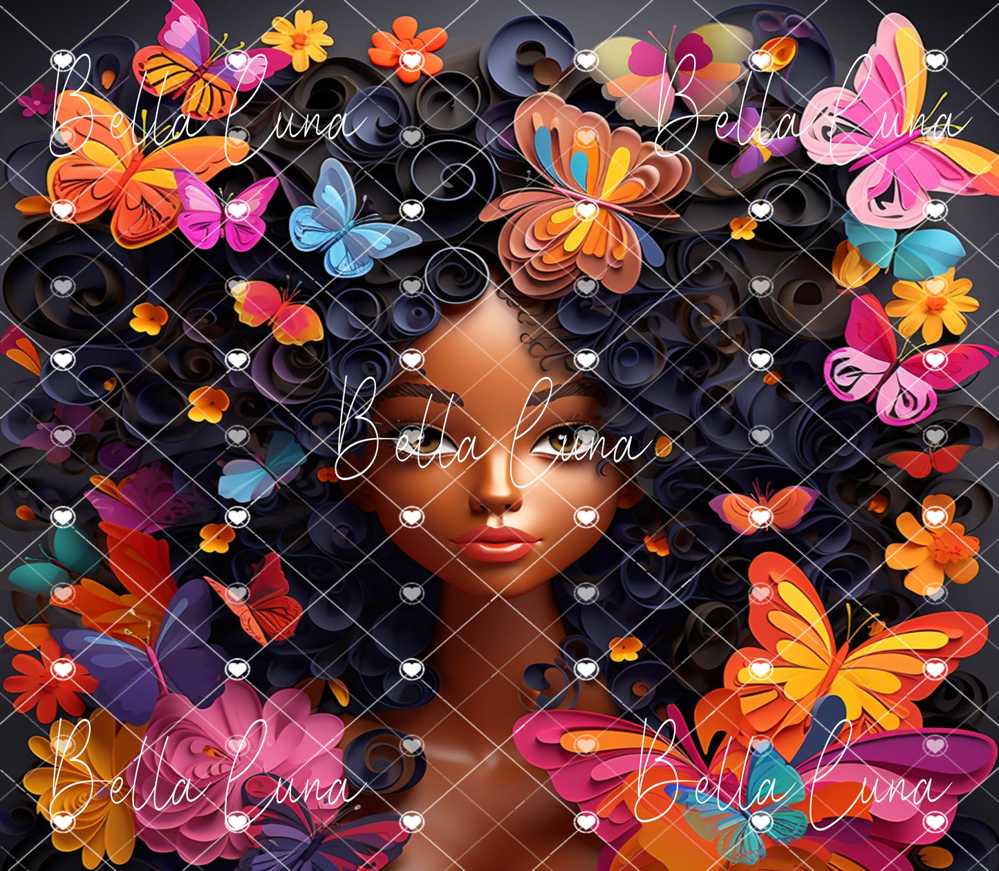 3D Black Beauty with Butterflies - Bundle of 5 images/tumbler wraps