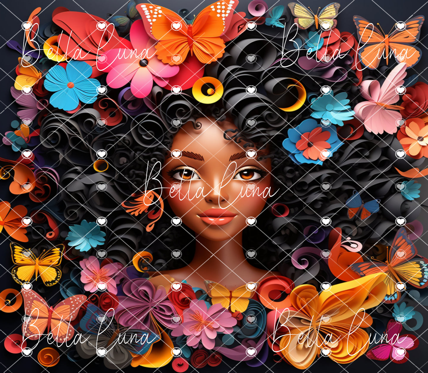 3D Black Beauty with Butterflies - Bundle of 5 images/tumbler wraps