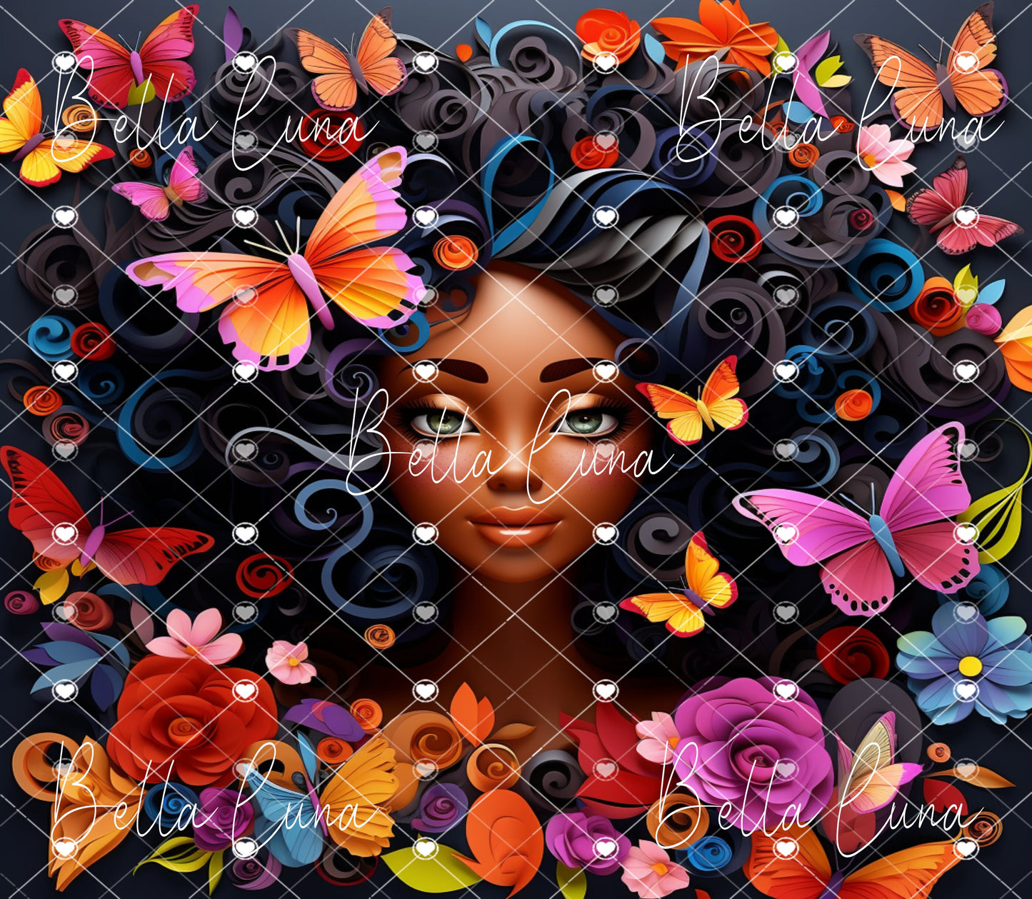 3D Black Beauty with Butterflies - Bundle of 5 images/tumbler wraps