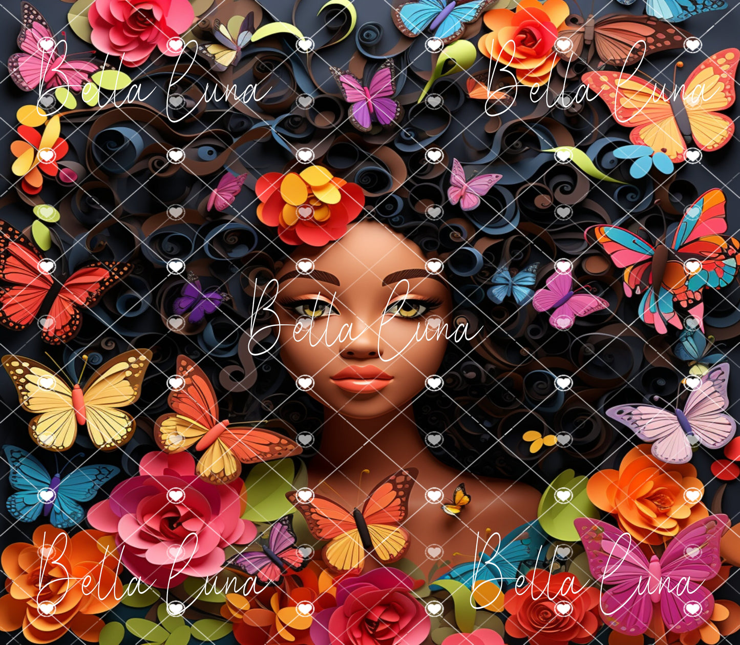 3D Black Beauty with Butterflies - Bundle of 5 images/tumbler wraps