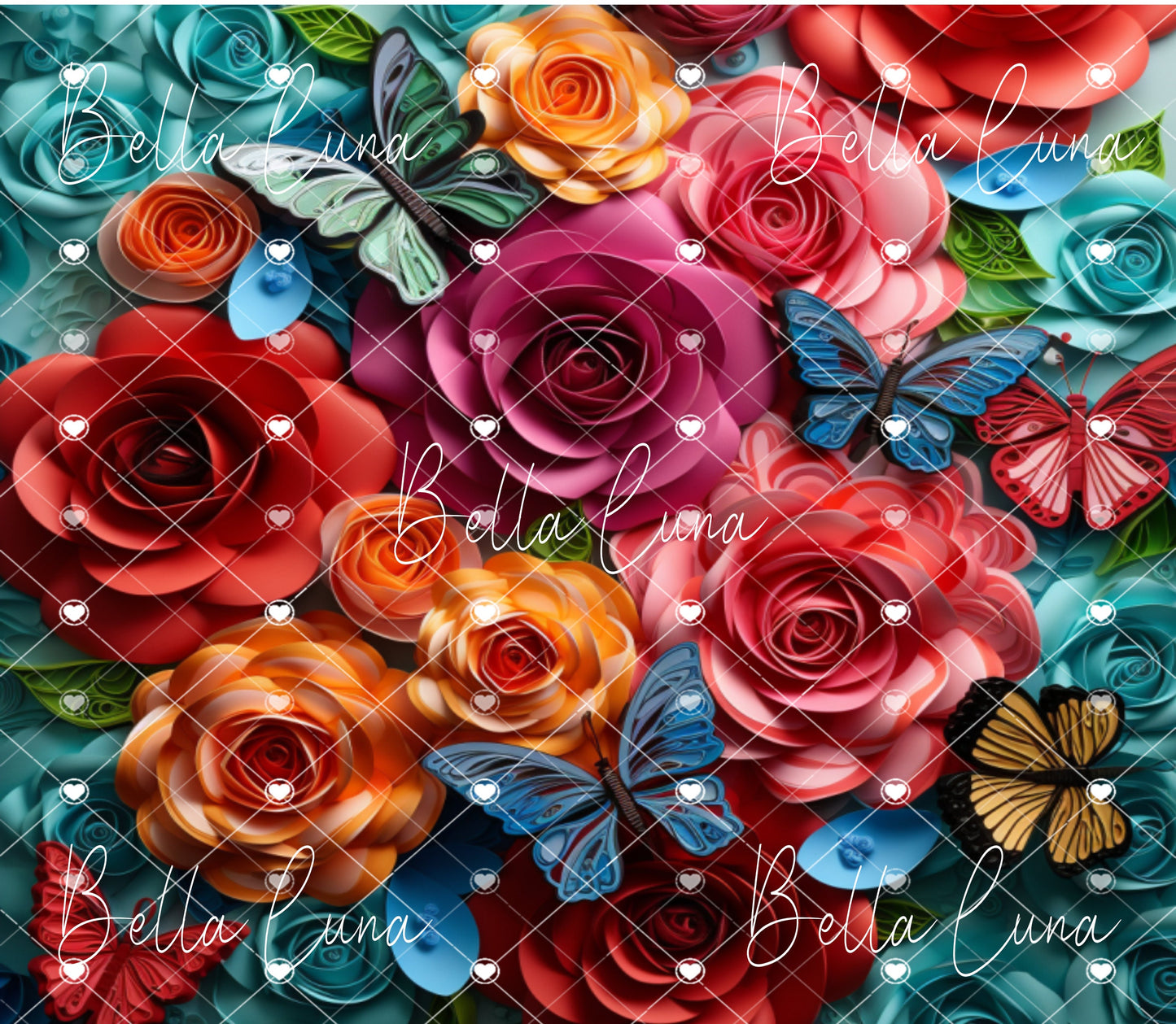 3D Colorful Flowers and Butterflies Tumbler Wrap Bundle (5 images)