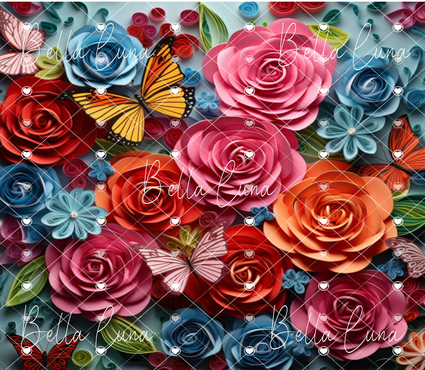 3D Colorful Flowers and Butterflies Tumbler Wrap Bundle (5 images)